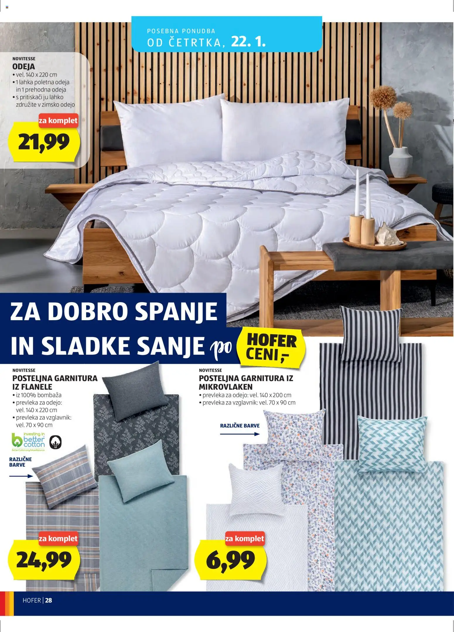 Novi Hofer katalog ponudbe – veljaven od 14.01.2026 | Stran: 28 | Izdelki: Vzglavnik, Prevleka, Odeja