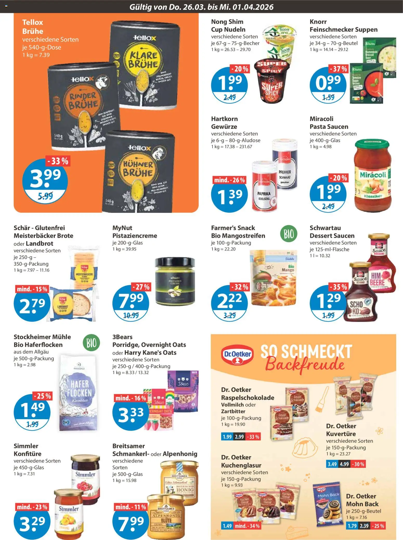 V-Markt Schwaben / Oberbayern – gültig ab 26.03.2026 | Seite: 9 | Produkte: Paprika, Pasta, Kuchen, Flocken