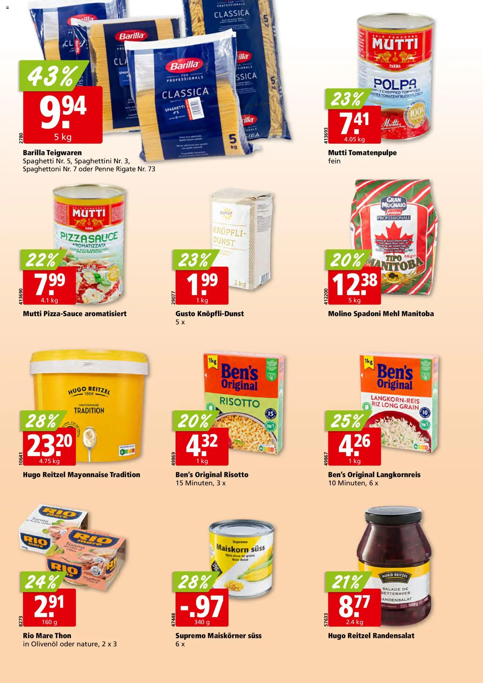 Aligro Aktionen Schlieren, Gossau SG, Frauenfeld, Rapperswil-Jona, Sargans, Bern, Brüttisellen, Pratteln, Emmen, Spreitenbach – gültig ab 19.01.2026 | Seite: 22 | Produkte: Mehl, Barilla, Teigwaren, Mayonnaise