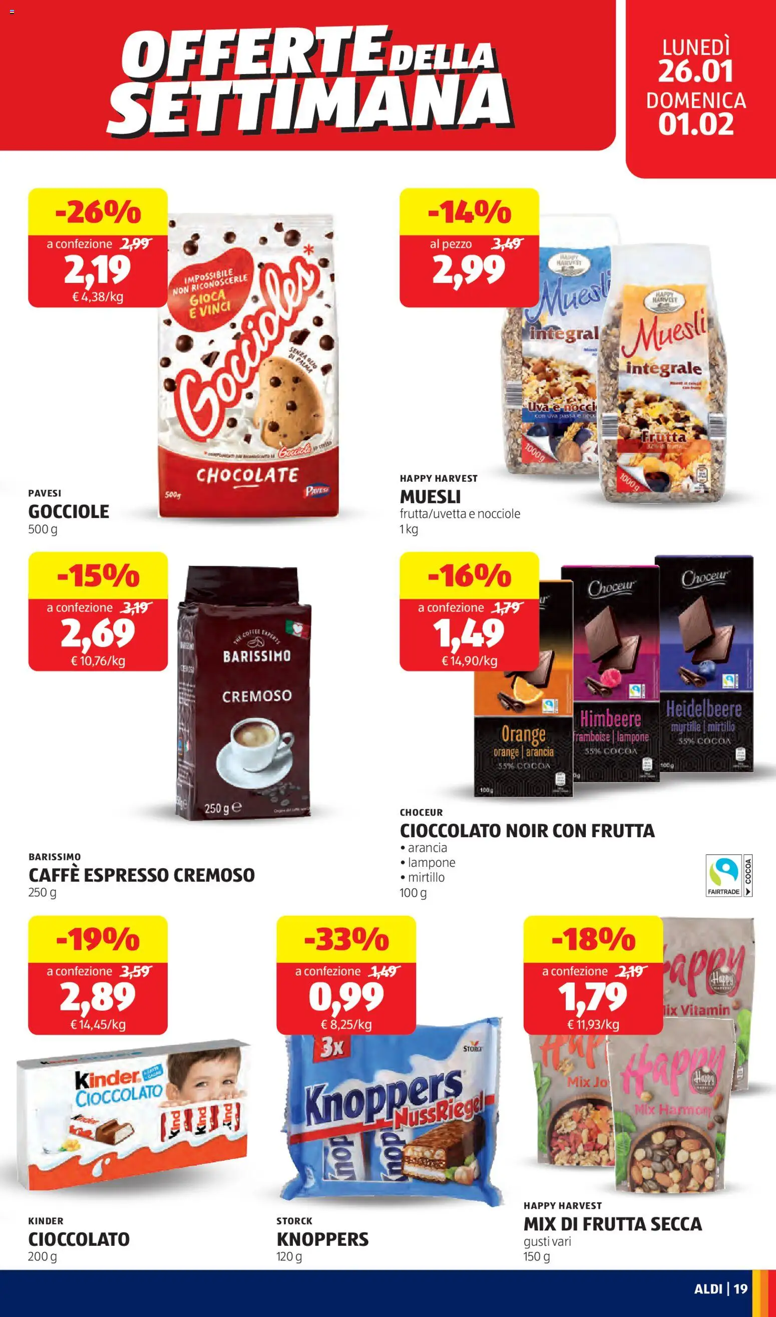 Volantino Aldi del 26.01.2026 | Pagina: 19 | Prodotti: Caffè, Frutta, Olio, Nocciole