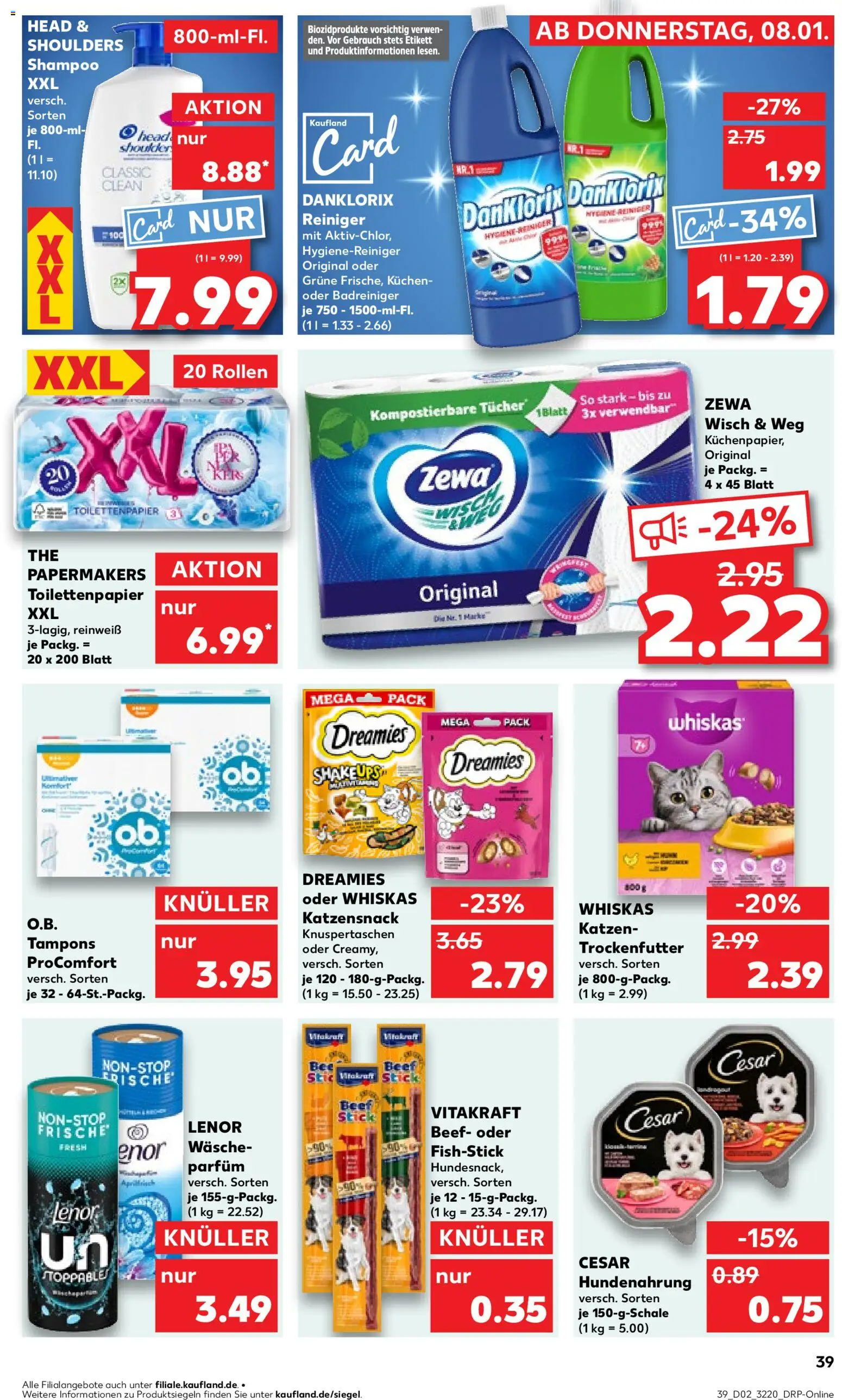 Kaufland prospekt Rostock	 – gültig ab 08.01.2026 | Seite: 39 | Produkte: Lenor, Zewa, Shampoo, Kuchen