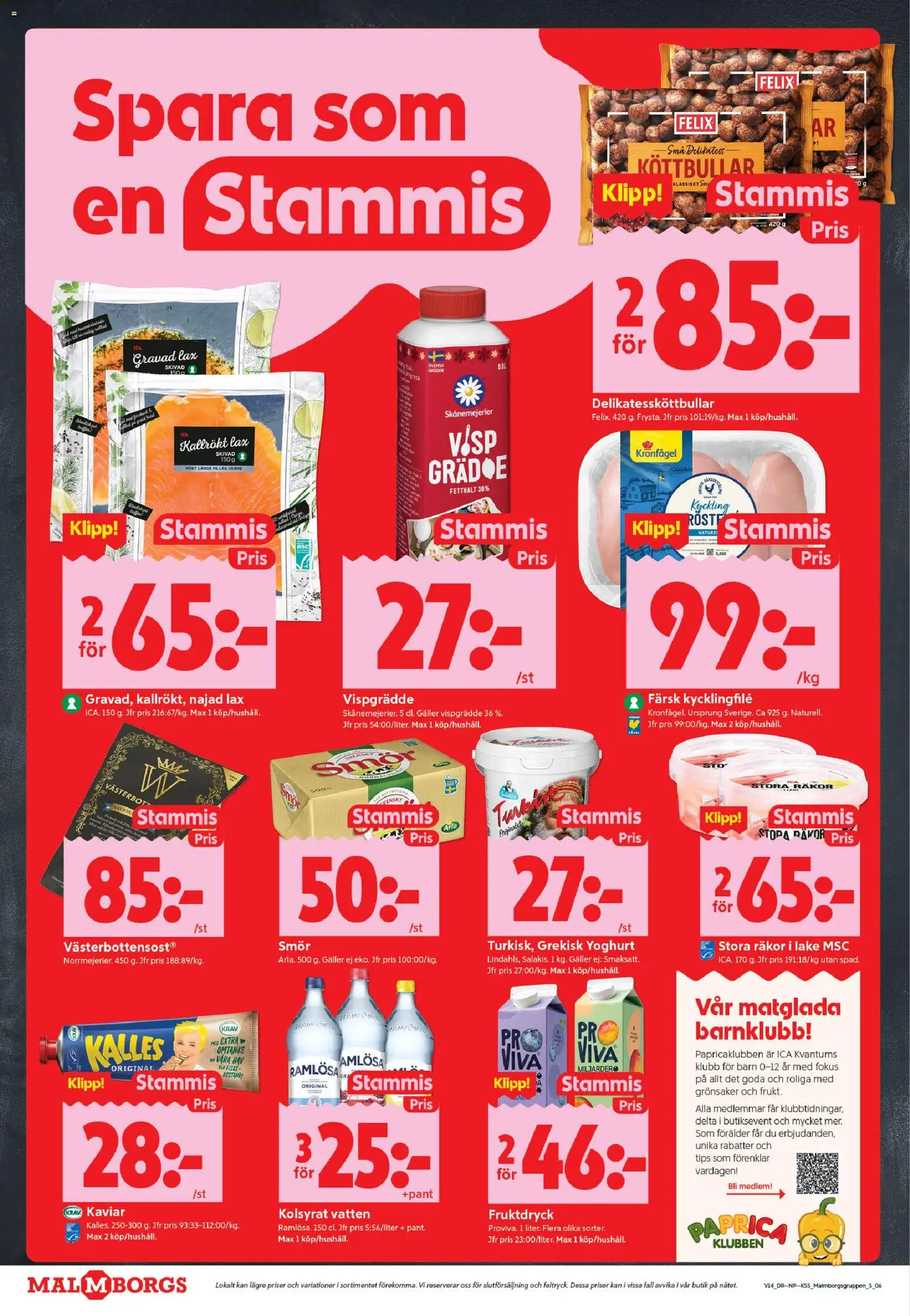 ICA Kvantum reklamblad aktuell från 30.03.2026 | Sida: 6 | Produkter: Köttbullar, Räkor, Smör, Vispgrädde
