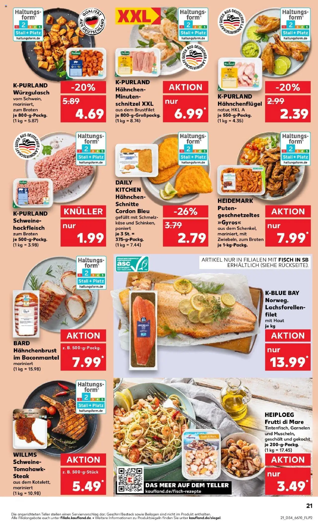 Kaufland prospekt Monheim Am Rhein	 - gültig ab dem 21.08.2025 | Seite: 21 | Produkte: Käse, Garnelen, Schnitzel, Hackfleisch