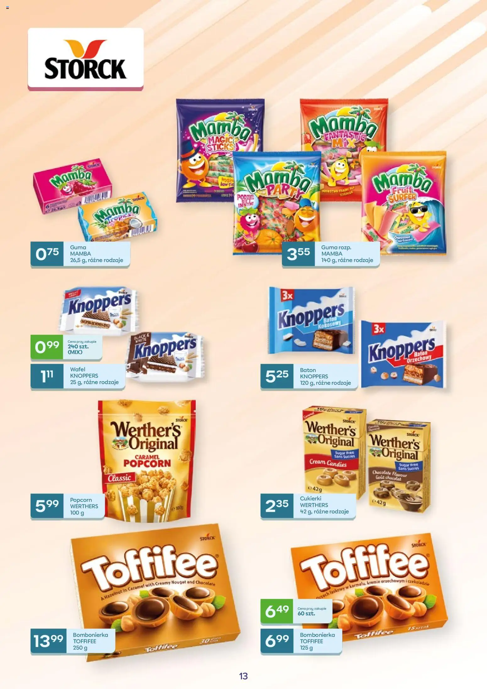 Eurocash gazetka - Słodycze, kawy, herbaty od 02.03.2026 | Strona: 13 | Produkty: Knoppers, Toffifee, Baton, Cukierki