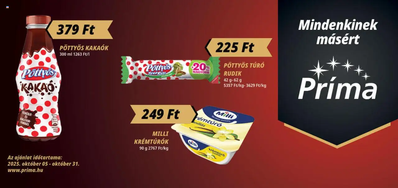 CBA Príma akciós ujság - amely érvényes a következő dátumtól: 05.10.2025 | Oldal: 3 | Termékek: Túró rudi, Krémtúró, Fehérje, Túró