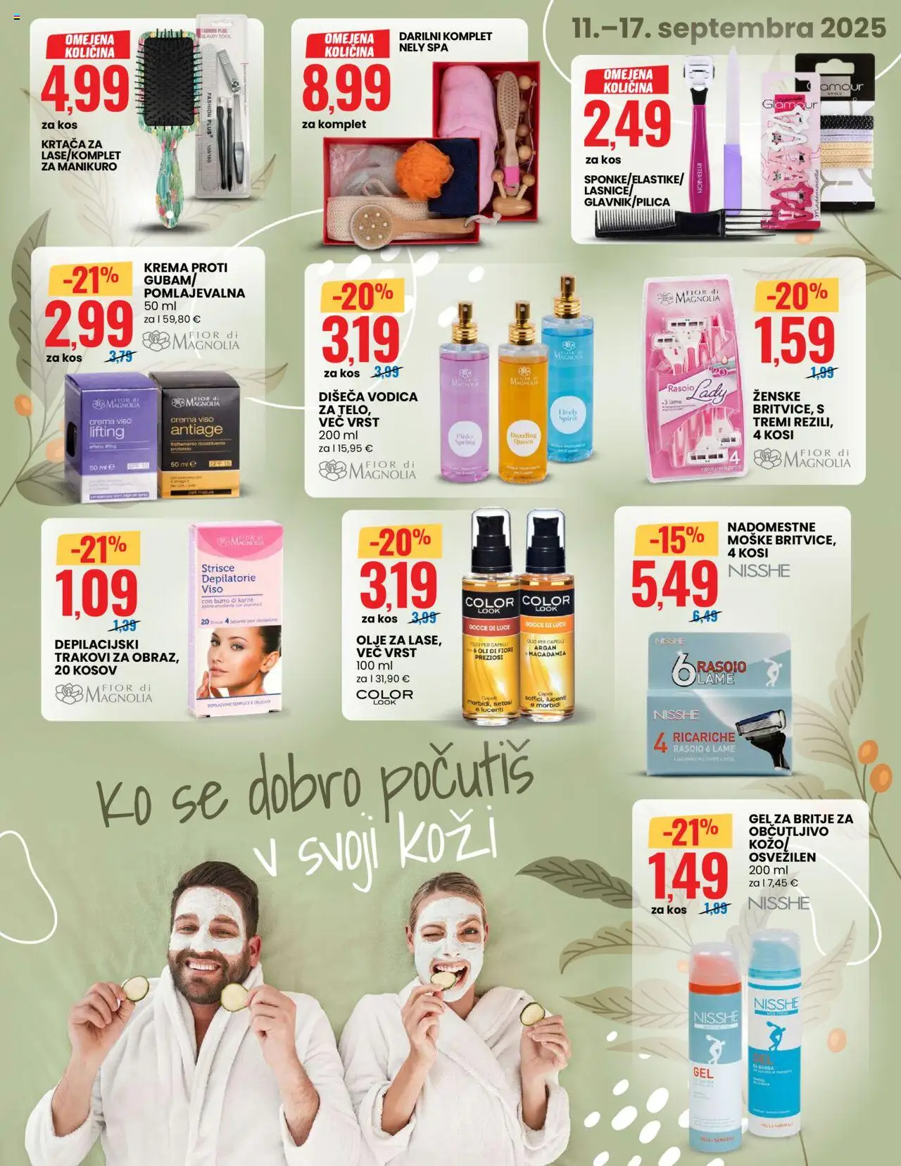 Novi Eurospin katalog ponudbe – veljaven od 11.09.2025 | Stran: 11 | Izdelki: Gel za britje, Kos, Krema, Olje
