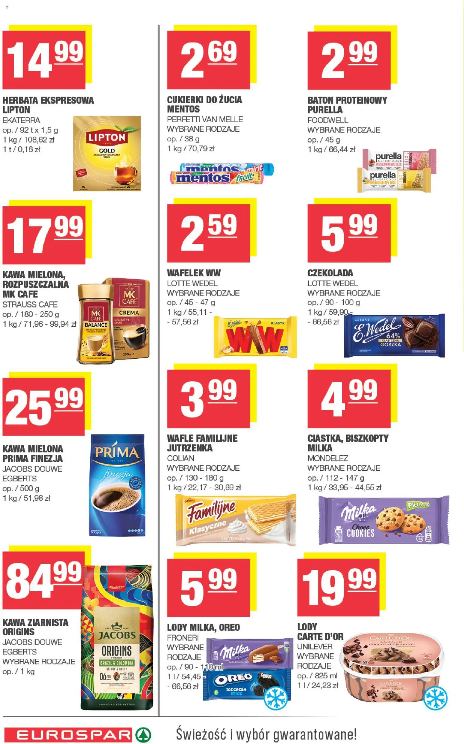 Spar gazetka - Eurospar od 16.03.2026 | Strona: 12 | Produkty: Kawa ziarnista, Baton, Kawa, Lody