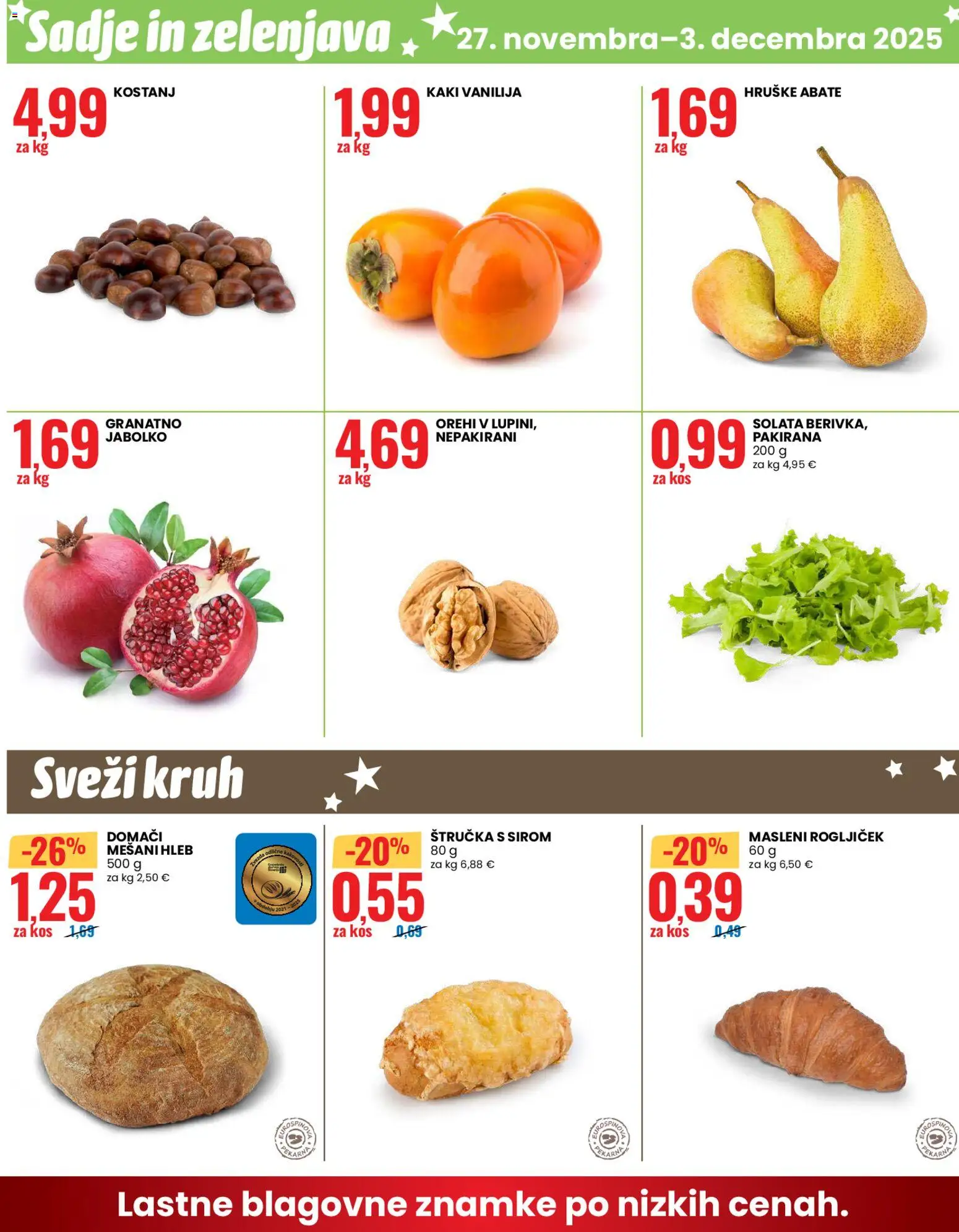 Novi Eurospin katalog ponudbe – veljaven od 27.11.2025 | Stran: 12 | Izdelki: Solata, Zelenjava, Sadje, Hruške