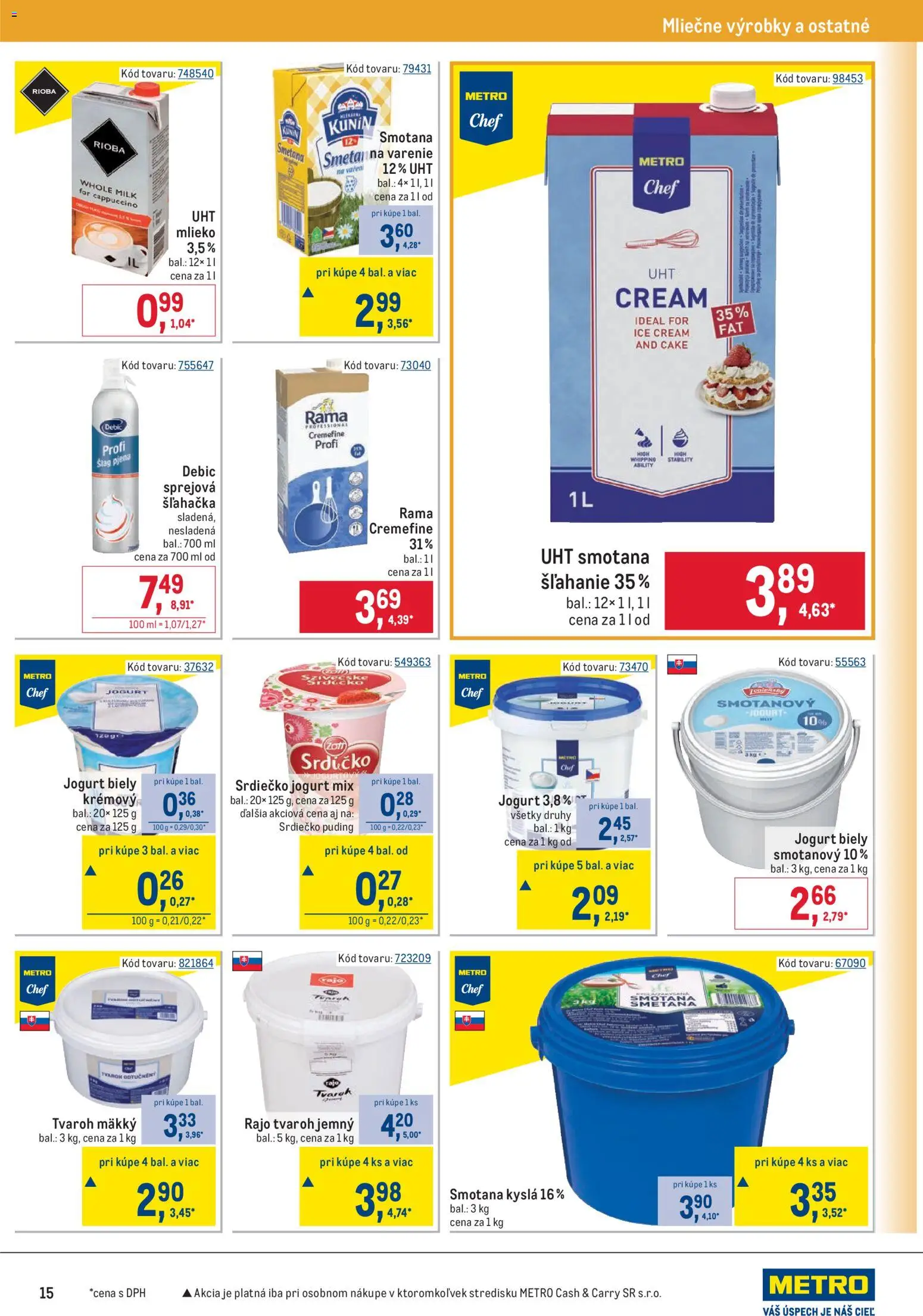 Nové Metro akcie – leták je platný od 25.02.2026 | Strana: 15 | Produkty: Jogurt, Tvaroh, Rama, Šľahačka