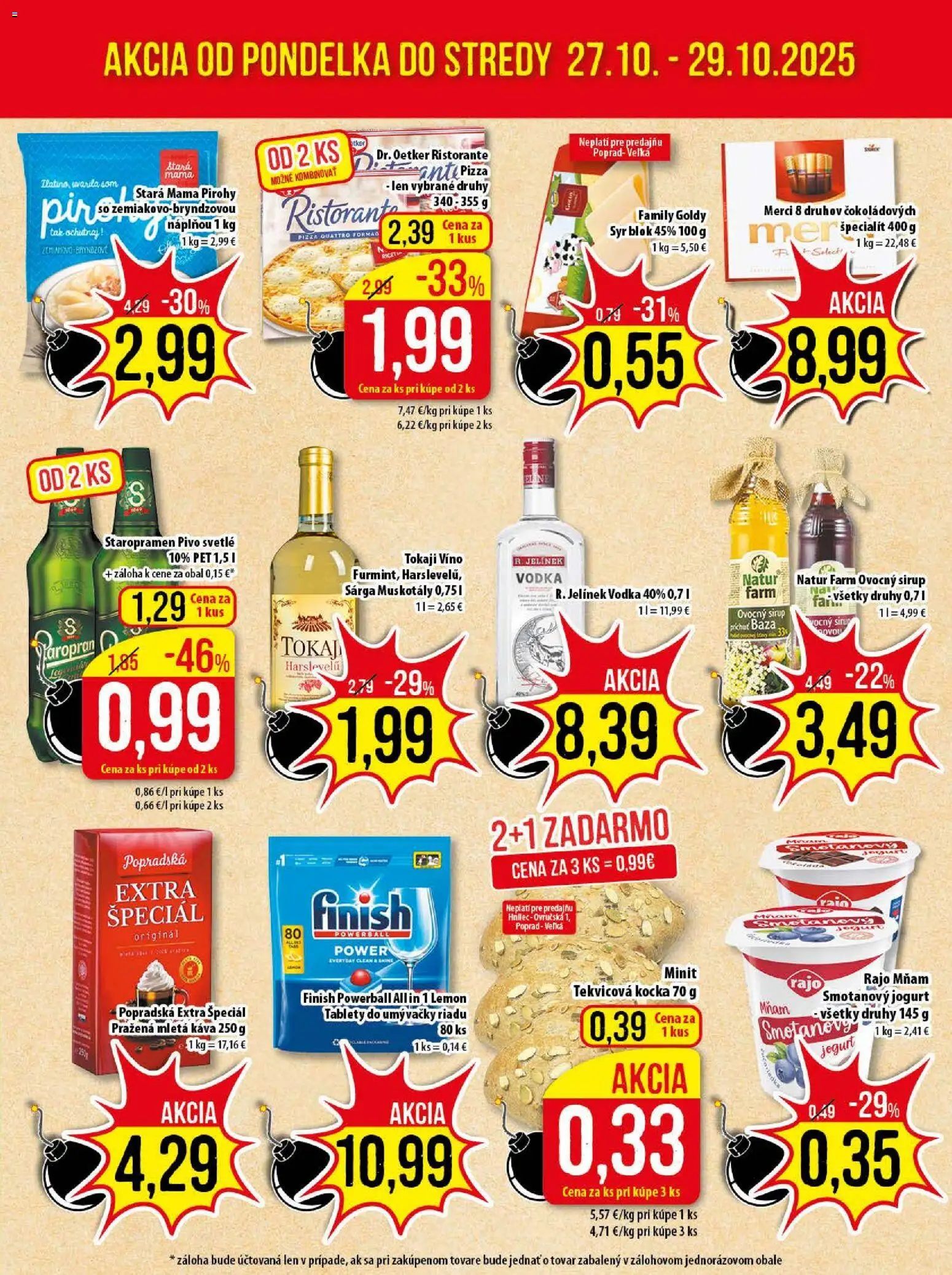 Nové Klas akcie – leták je platný od 27.10.2025 | Strana: 3 | Produkty: Jogurt, Pirohy, Merci, Staropramen
