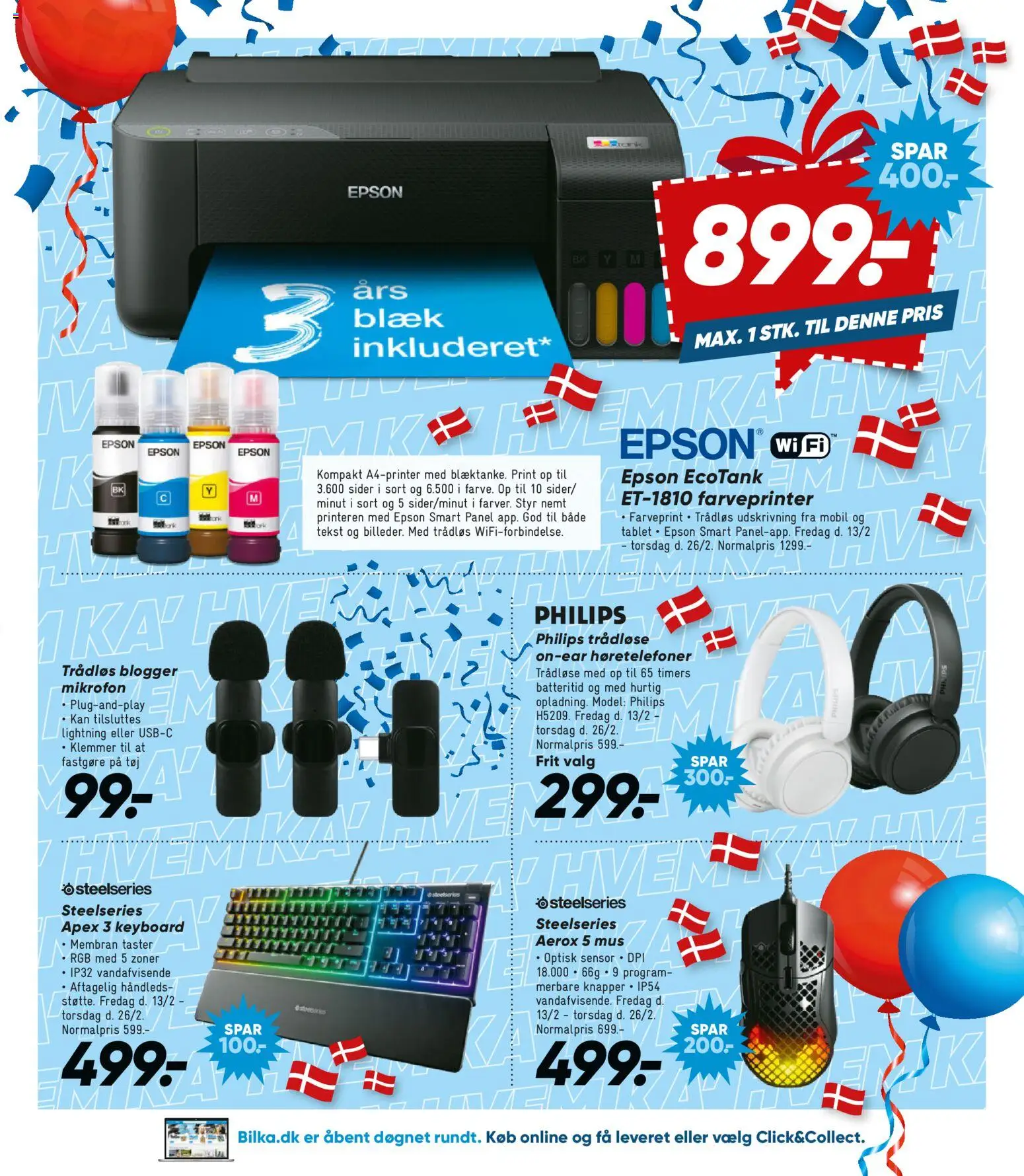 Bilka tilbudsavis – gyldig fra 13.02.2026 | Side: 14 | Produkter: Mus, Høretelefoner, Mikrofon, Tøj