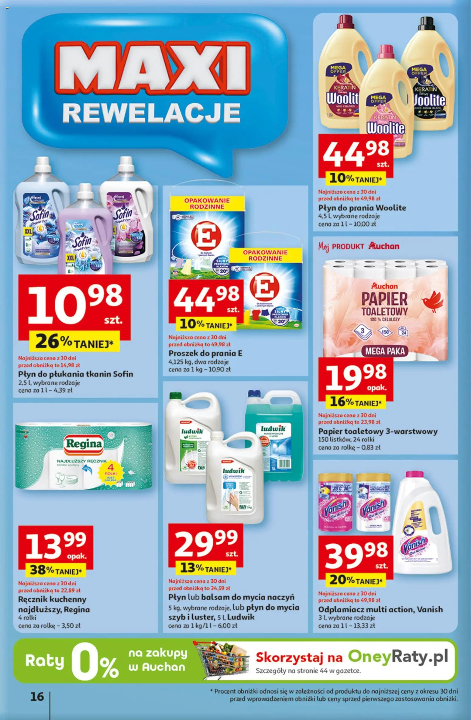 Auchan Gazetka - 30 Lat Hipermarket od 15.01.2026 | Strona: 16 | Produkty: Vanish, Papier toaletowy, Proszek do prania, Odplamiacz
