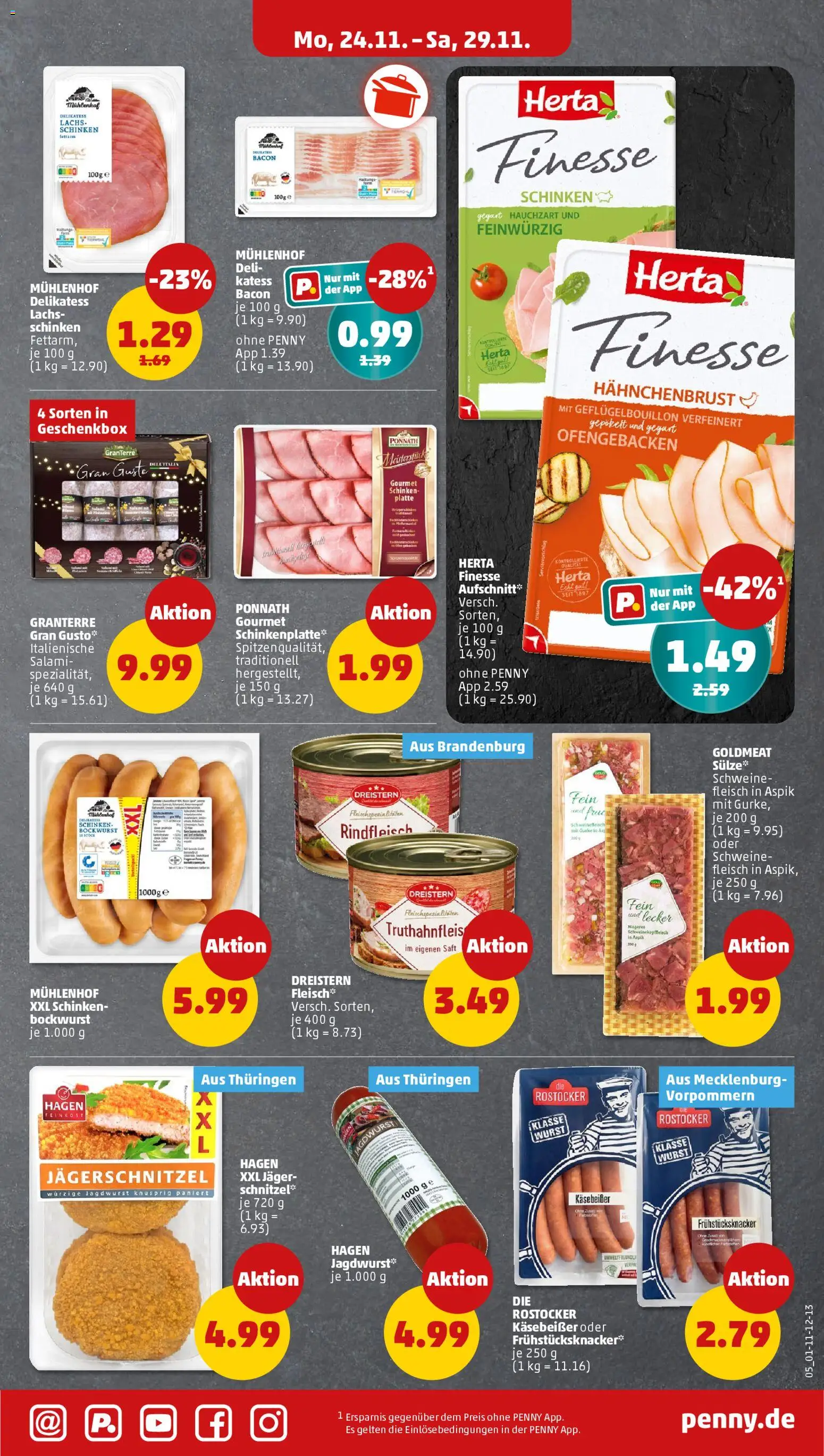 Penny Prospekt 	 – gültig ab 01.12.2025 | Seite: 7 | Produkte: Salami, Saft, Fleisch, Hahnchenbrust