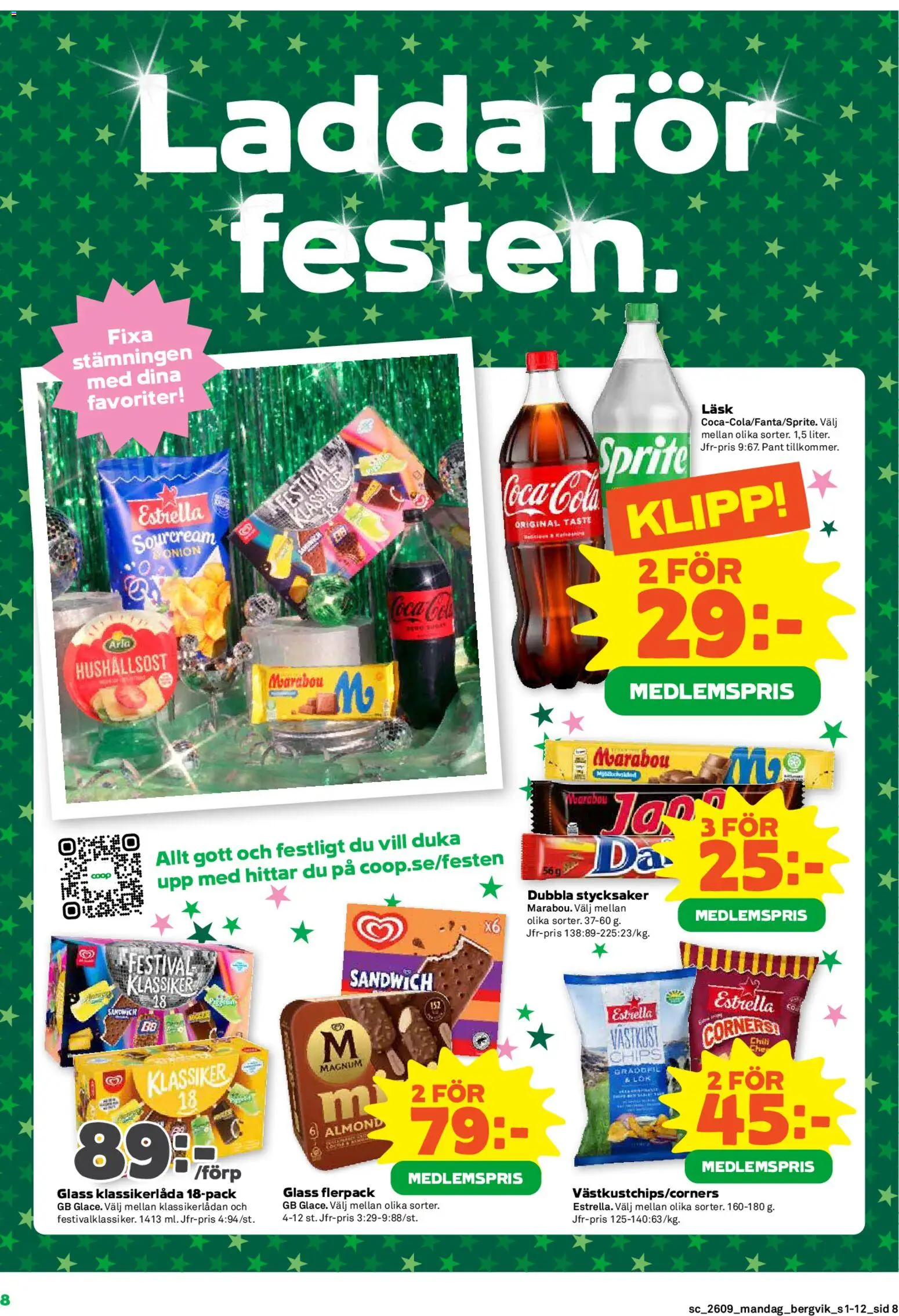 Stora Coop reklamblad aktuell från 23.02.2026 | Sida: 8 | Produkter: Sandwich, Chips, Hushållsost, Glass