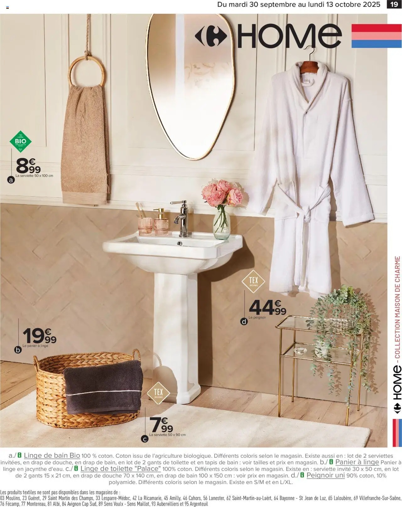 | Page: 19 | Produits: Tapis de bain, Peignoir, Panier à linge, Panier