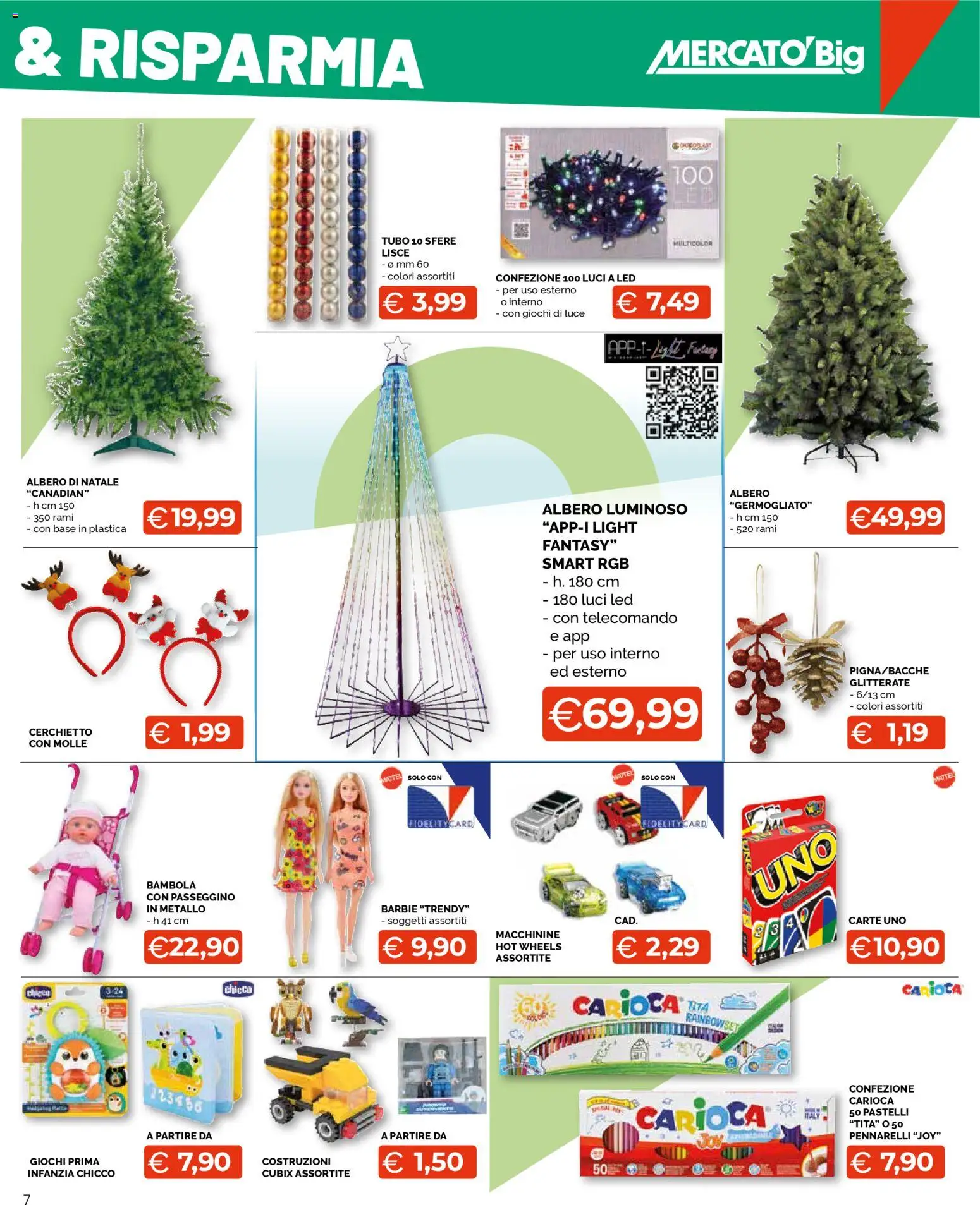 Volantino Mercatò del 27.10.2025 | Pagina: 7 | Prodotti: Telecomando, Albero di natale, Passeggino, Pennarelli