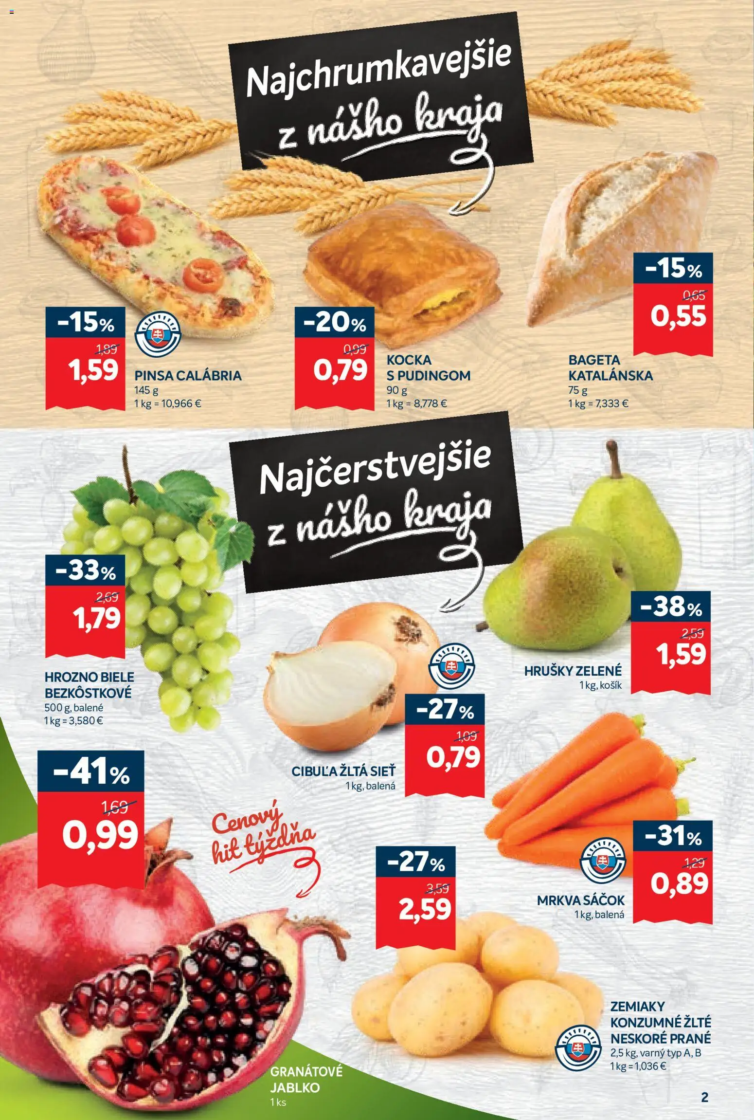 Nové Kraj akcie – leták je platný od 23.10.2025 | Strana: 2 | Produkty: Mrkva, Cibuľa, Hrušky, Hrozno