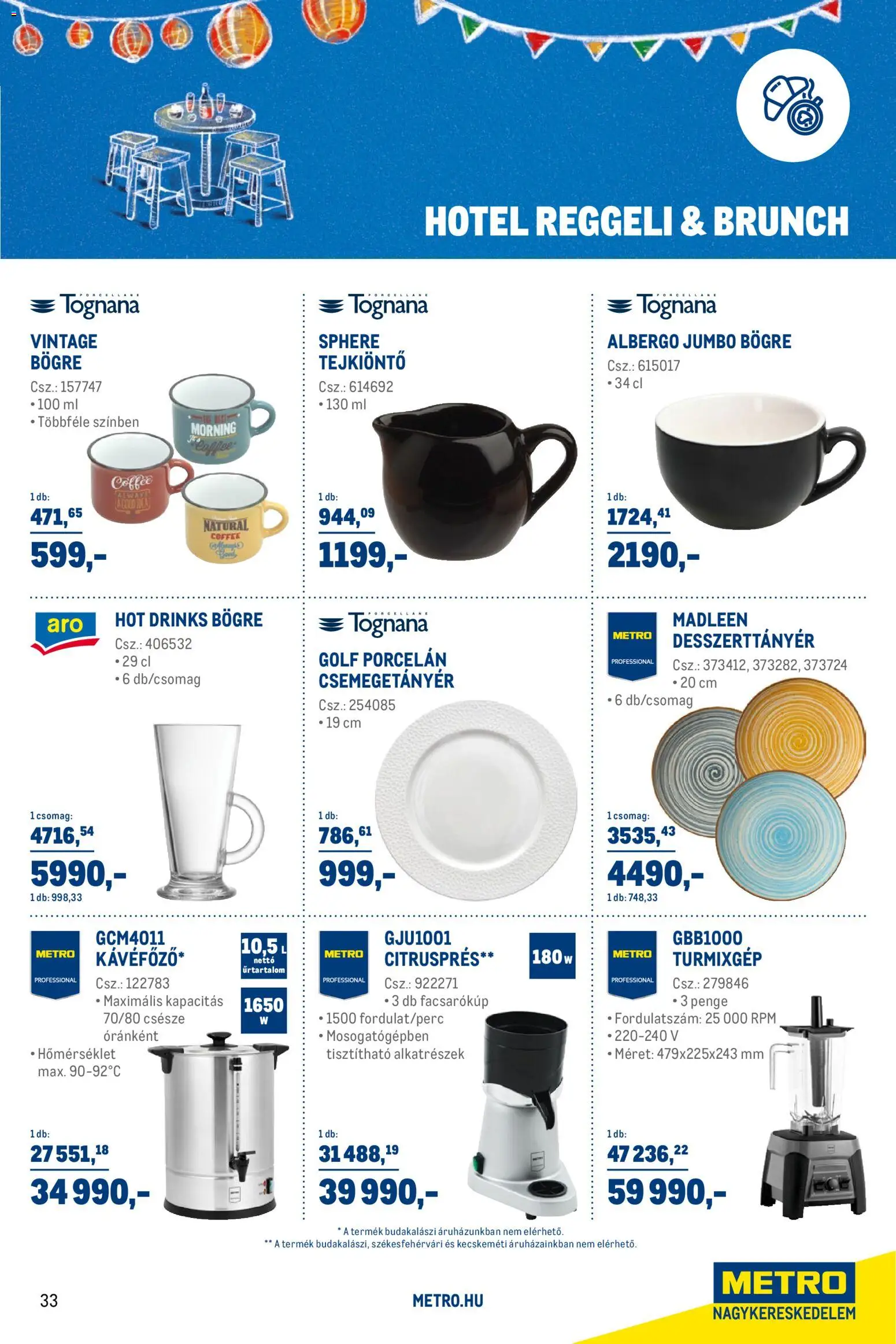 Metro akciós ujság - amely érvényes a következő dátumtól: 03.03.2026 | Oldal: 33 | Termékek: Citrusprés, Turmixgép, Bögre