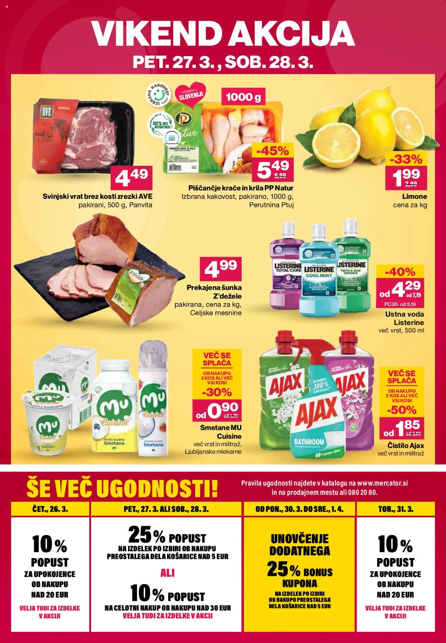 Novi Mercator katalog ponudbe – veljaven od 26.03.2026 | Stran: 40 | Izdelki: Kos, Sunka, Smetana, Voda