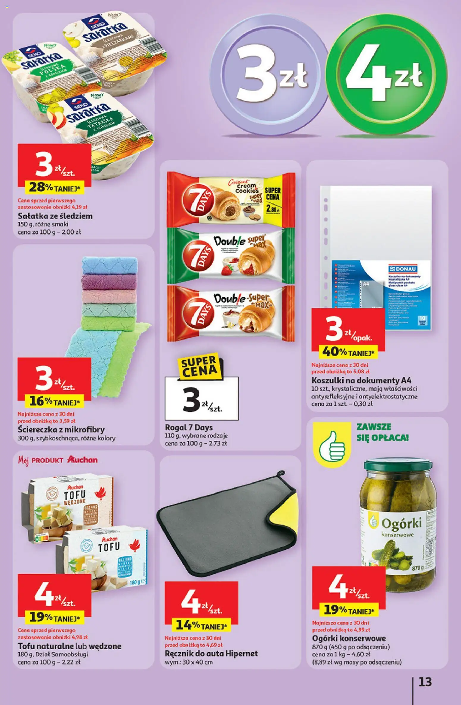Auchan Gazetka - 30 Lat Hipermarket od 08.01.2026 | Strona: 13 | Produkty: Tofu naturalne, Tofu, Sałatka, Ogórki konserwowe
