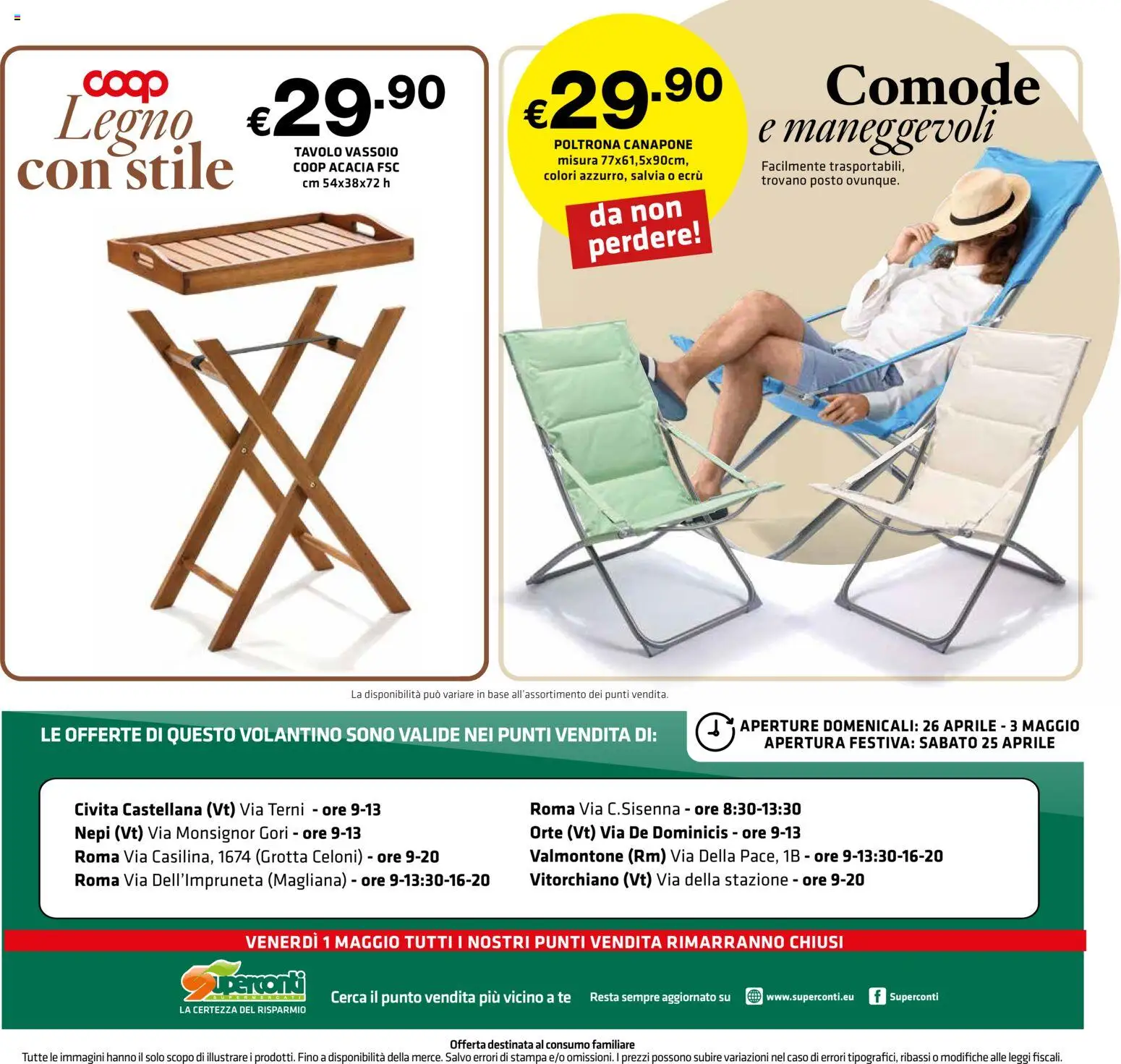 Volantino Superconti del 23.04.2026 | Pagina: 21 | Prodotti: Tè, Vassoio, Poltrona, Tavolo