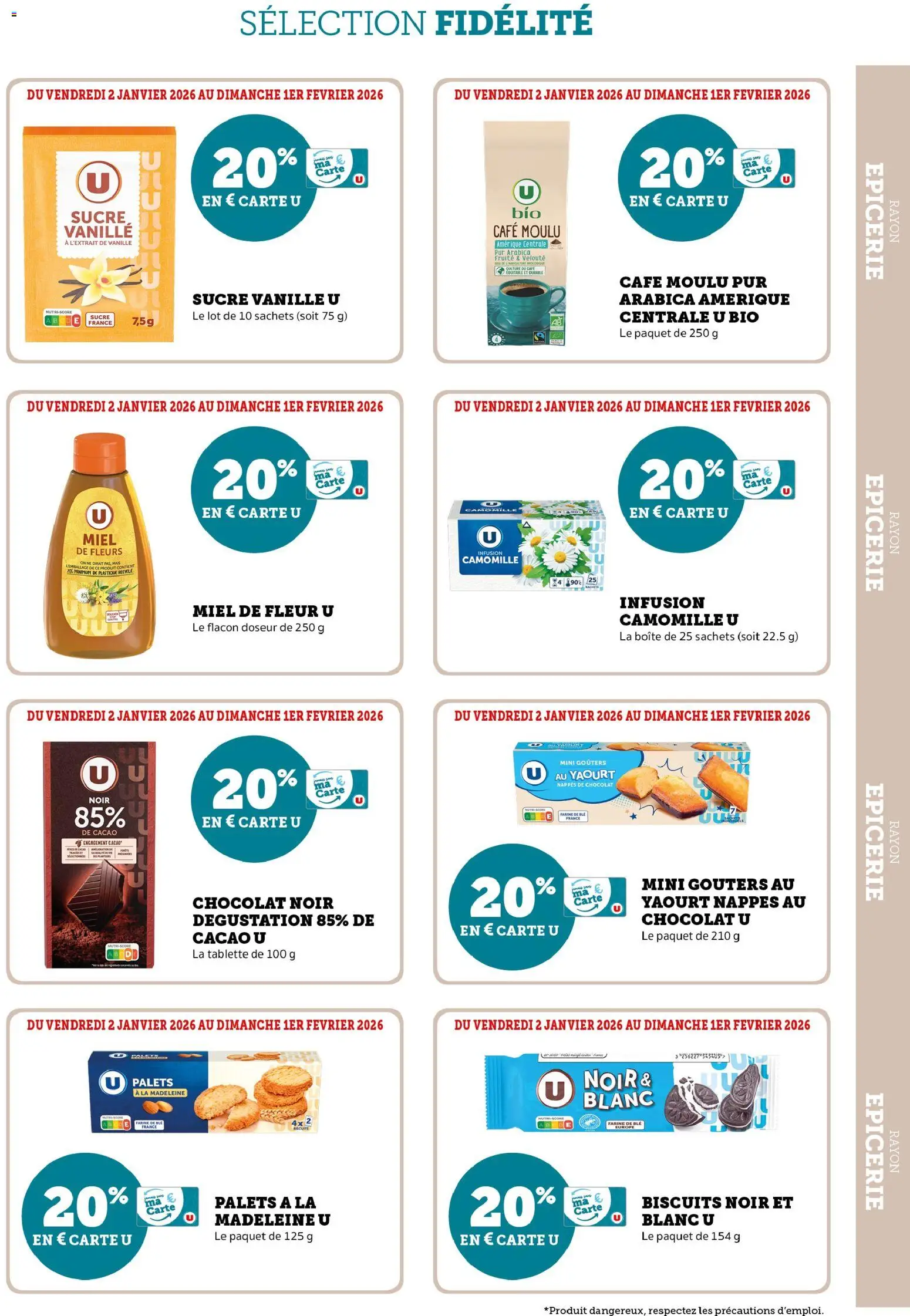 {H1} | Page: 7 | Produits: Sucre, Infusion, Café, Biscuits