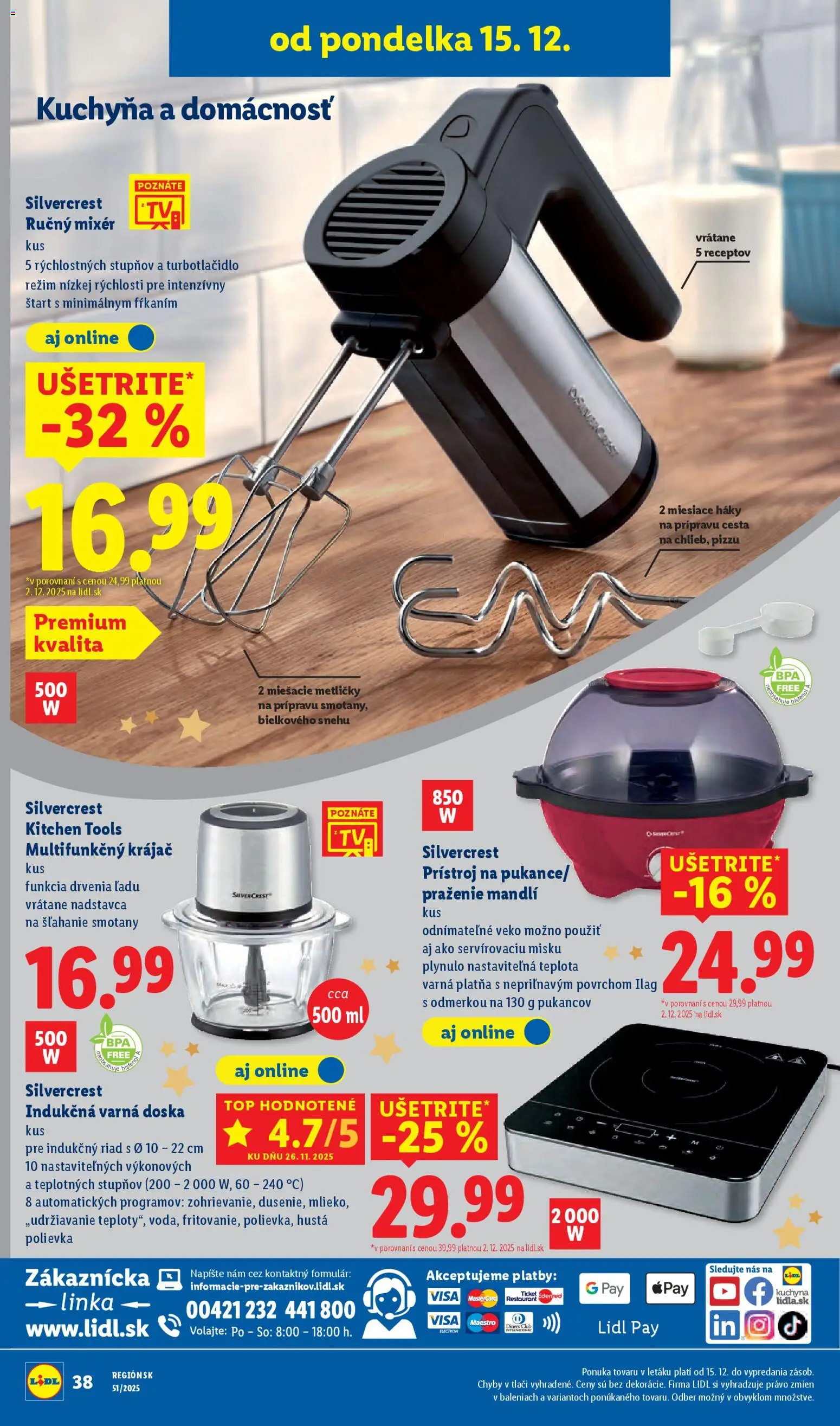 Nové Lidl akcie – leták je platný od 18.12.2025 | Strana: 90 | Produkty: Kuchyňa, Ručný mixér, Indukčná varná doska, Varná doska