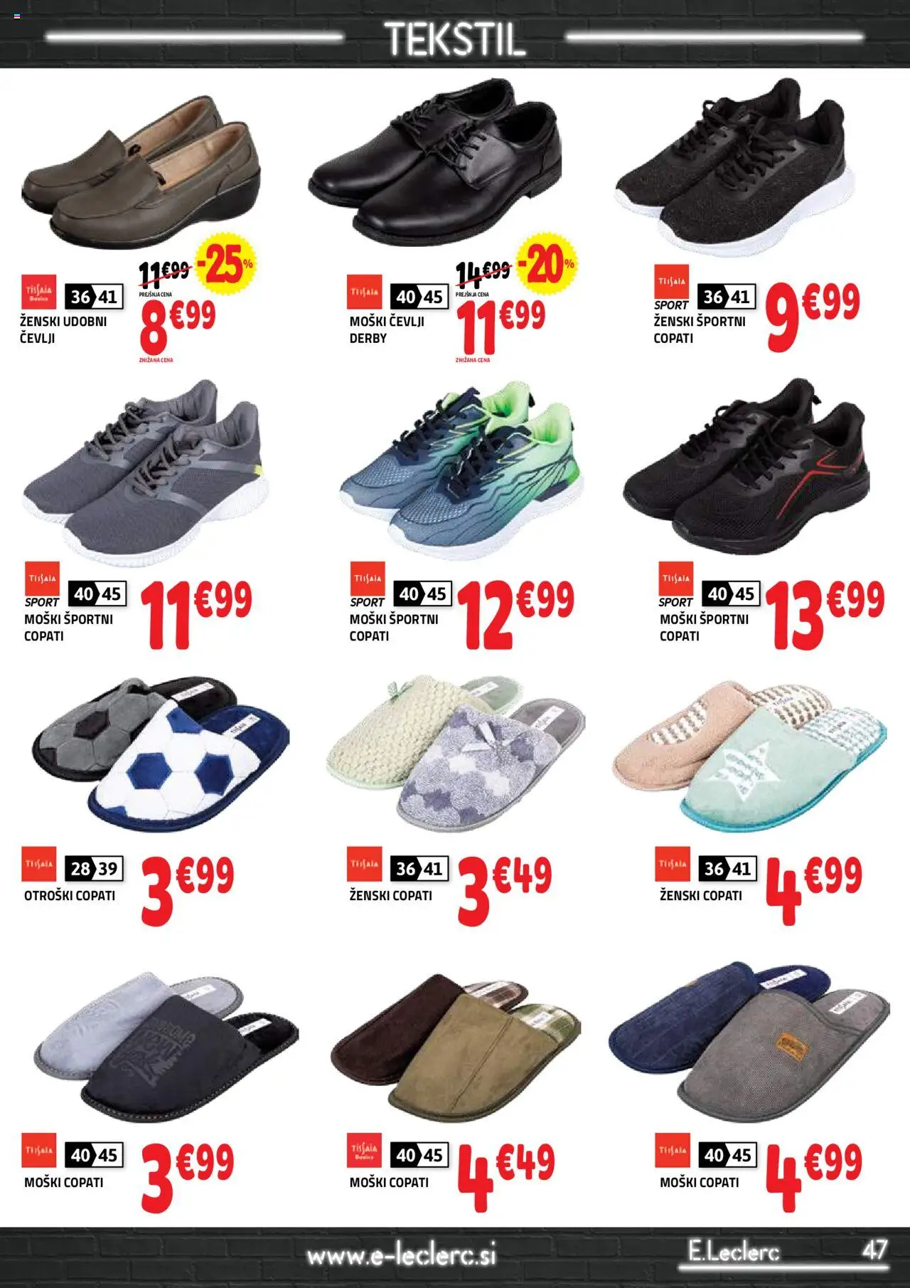 Novi E.leclerc katalog ponudbe – veljaven od 17.09.2025 | Stran: 47 | Izdelki: Cevlji, Copati