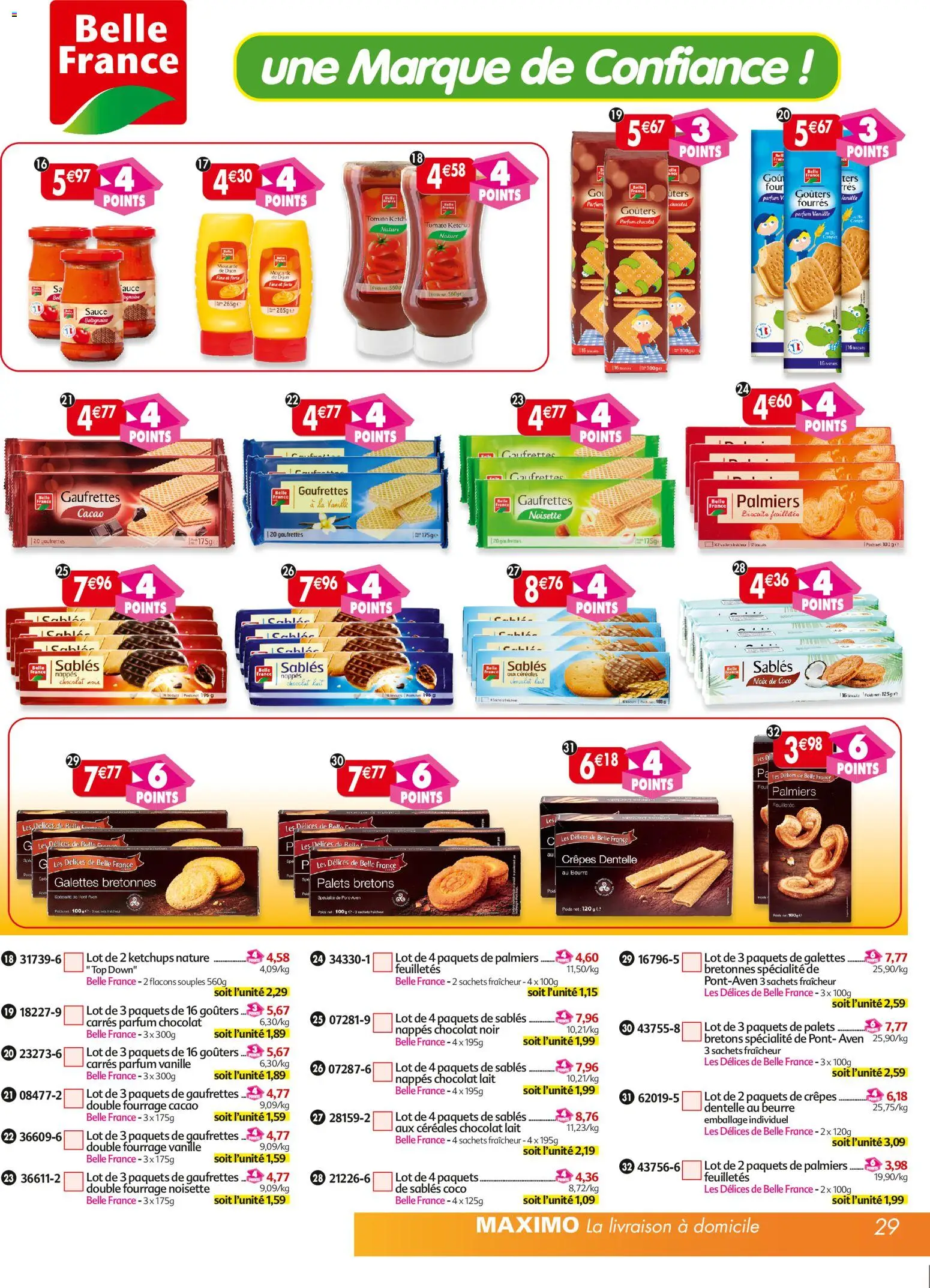 {H1} | Page: 29 | Produits: Four, Lait, Beurre, Noix