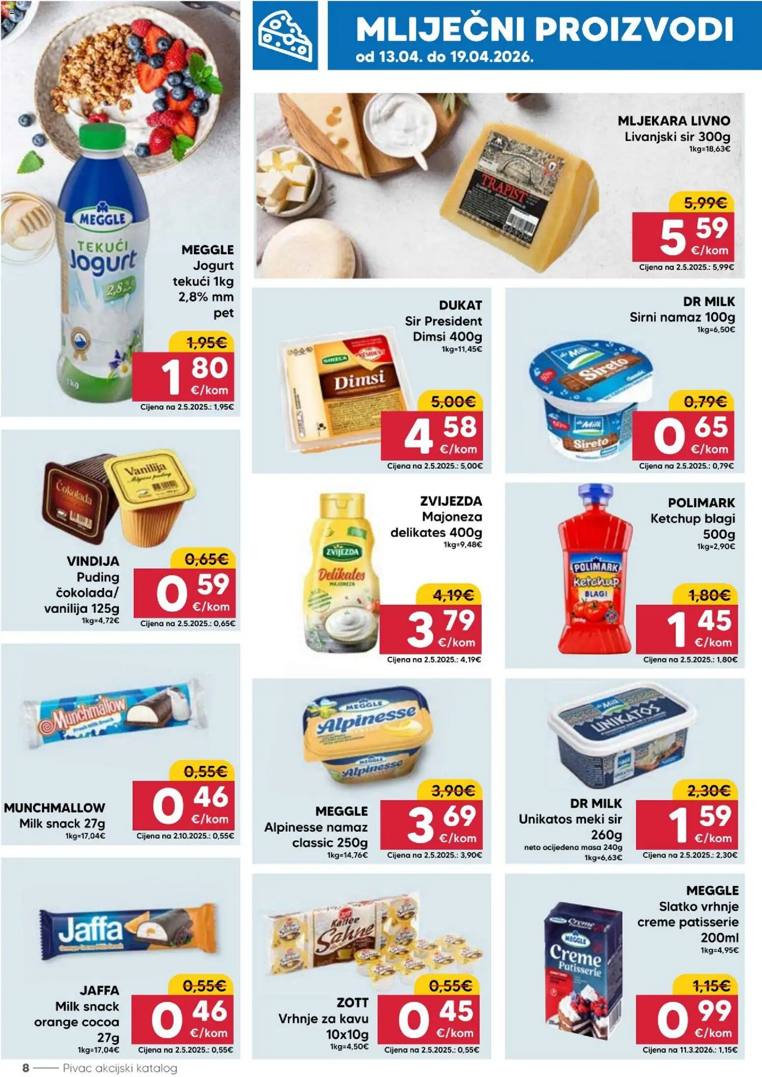 Pivac katalog | vrijedi od 13.04.2026 | Stranica: 8 | Proizvodi: Vindija, Sir, Jogurt, Namaz
