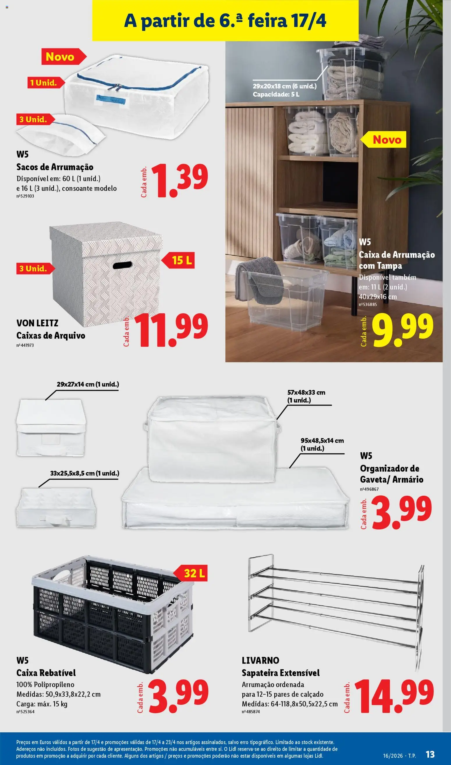 Lidl Novidades │ válido de 13.04.2026 | Página: 13 | Produtos: Armário, Caixa, Sapateira, Organizador
