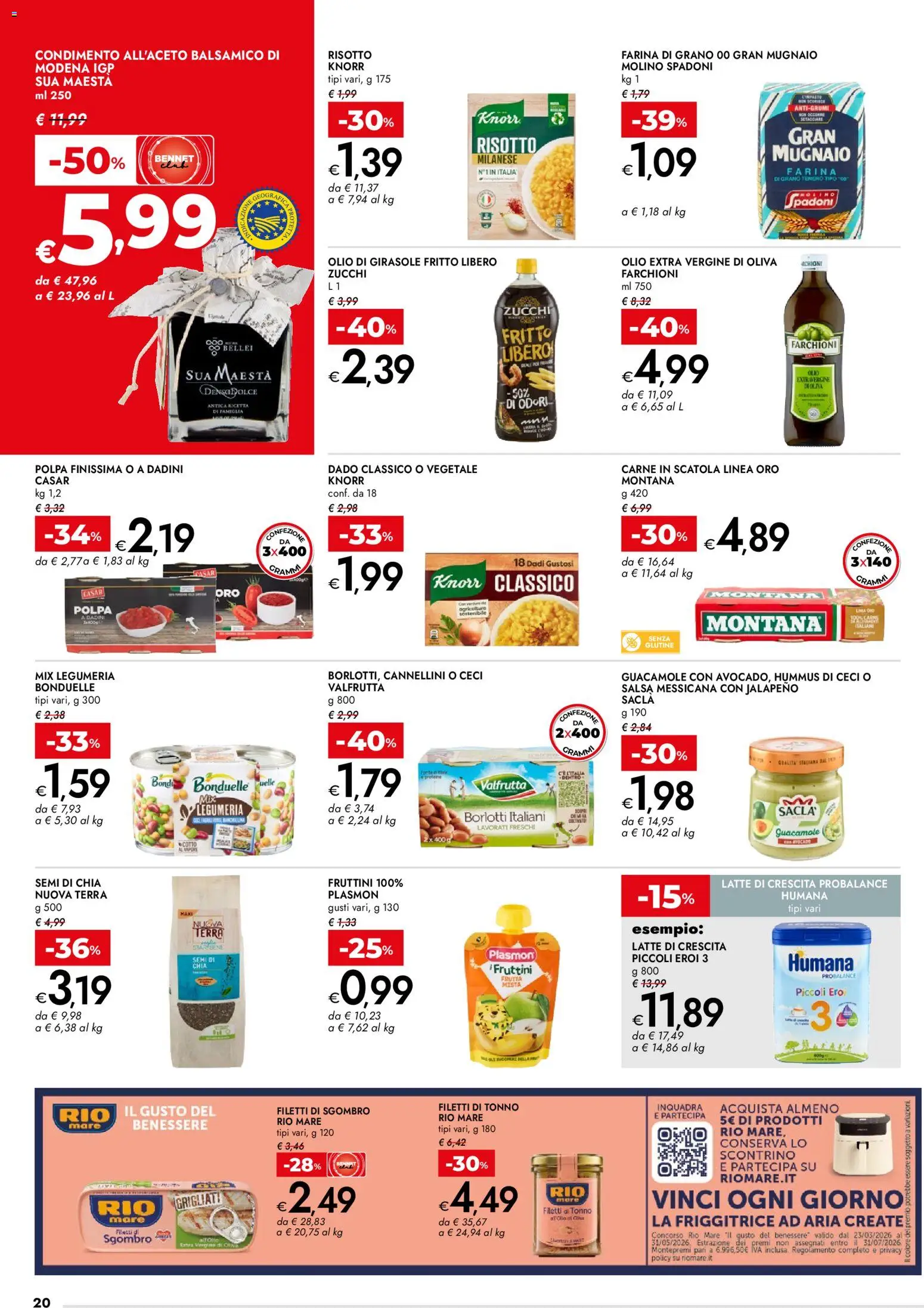 Volantino bennet del 23.04.2026 | Pagina: 20 | Prodotti: Cannellini, Salsa, Olio, Tonno