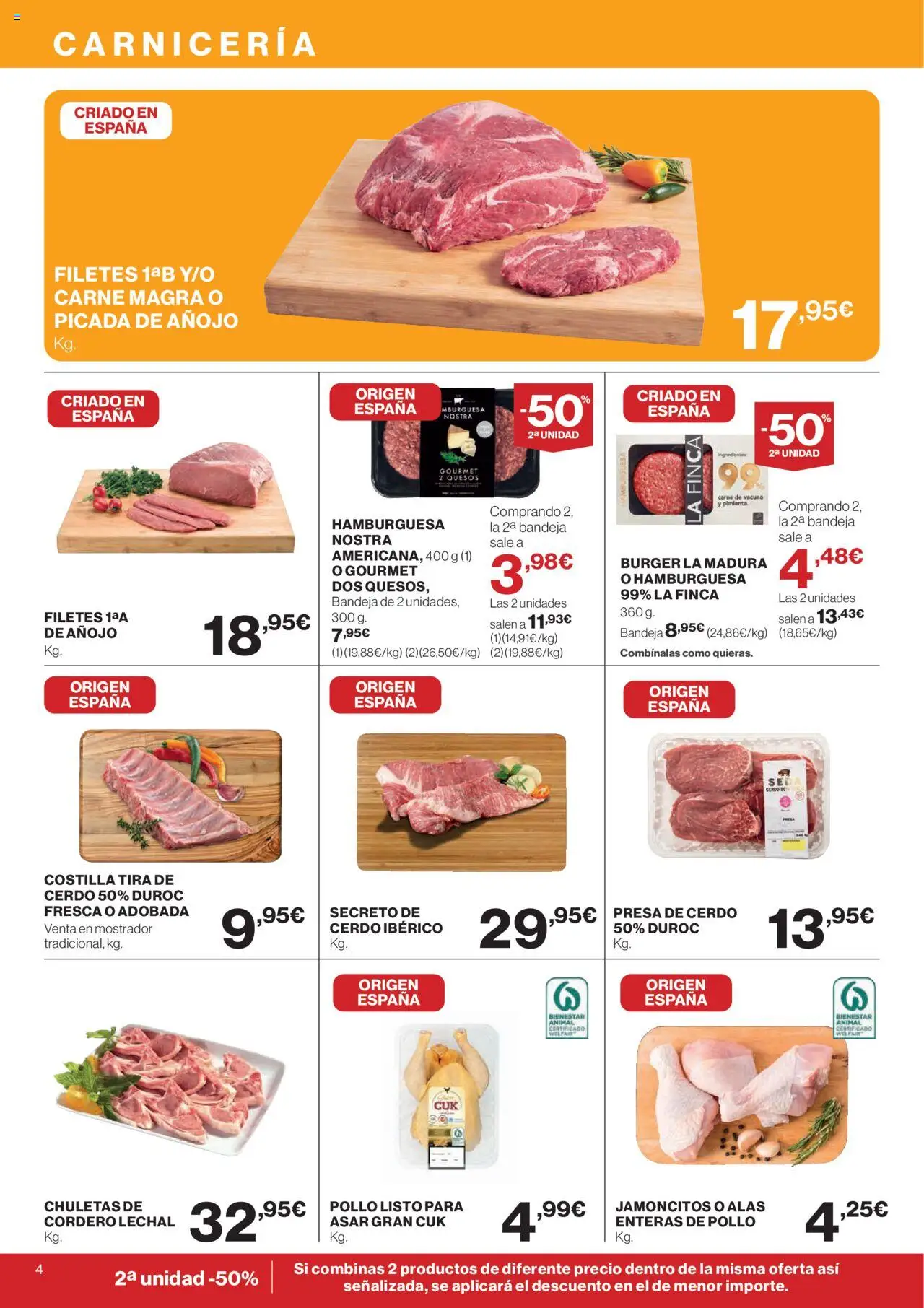 Hipercor catálogo │ válido desde el 09.10.2025 | Página: 4 | Productos: Chuletas de cordero, Cerdo, Φίλτρο καφέ, Bandeja