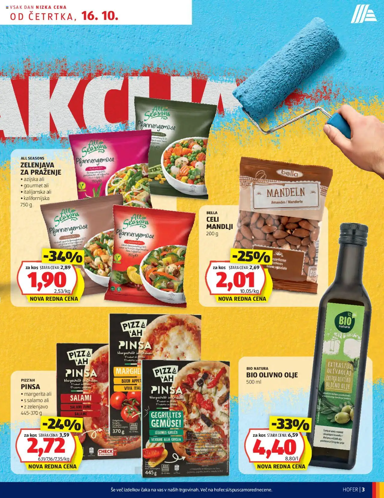 Novi Hofer katalog ponudbe – veljaven od 16.10.2025 | Stran: 3 | Izdelki: Mandlji, Kos, Olive, Olje