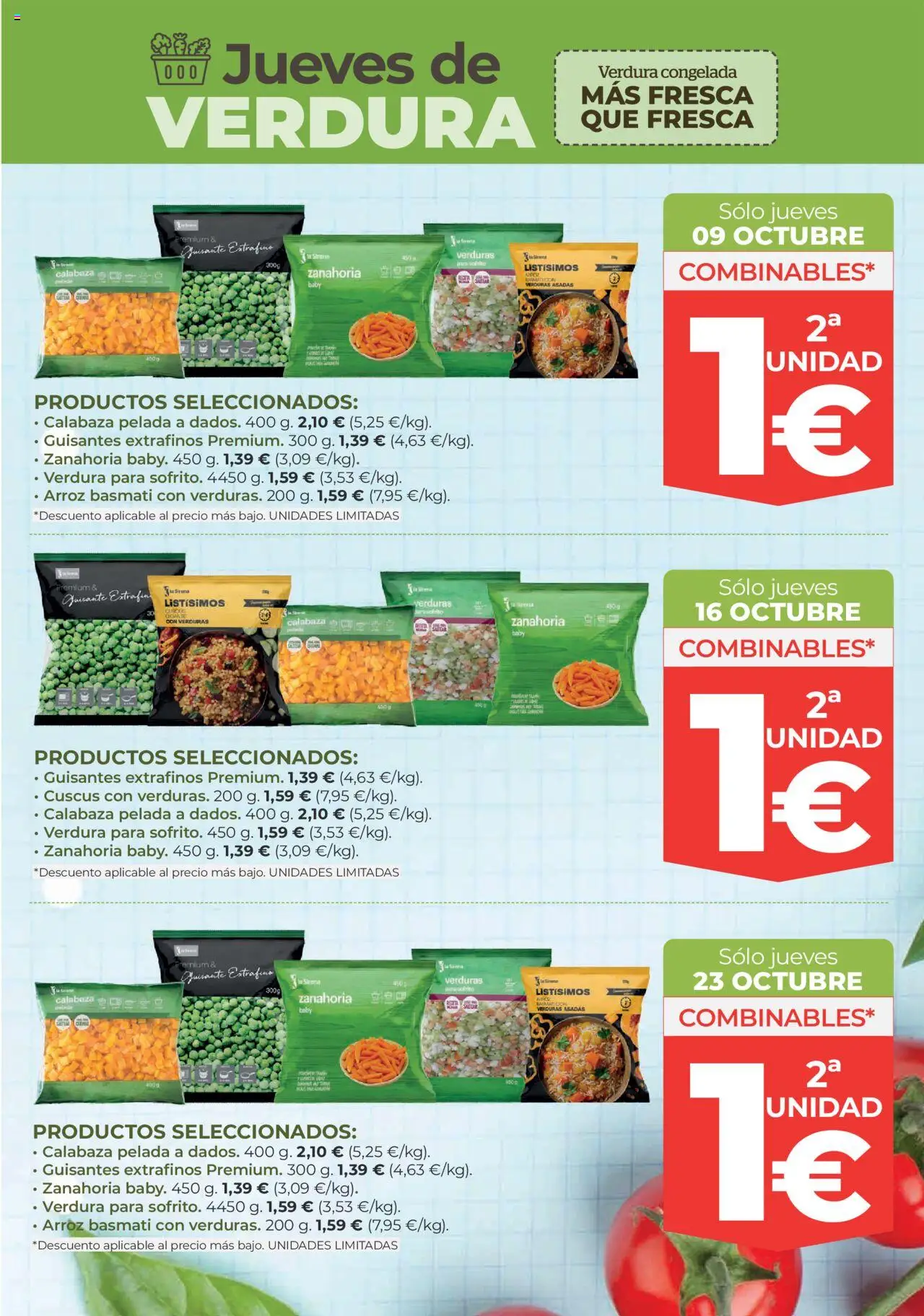 La Sirena - Ibiza │ válido desde el 09.10.2025 | Página: 9 | Productos: Πράσινο τσάι, Arroz, Zanahoria