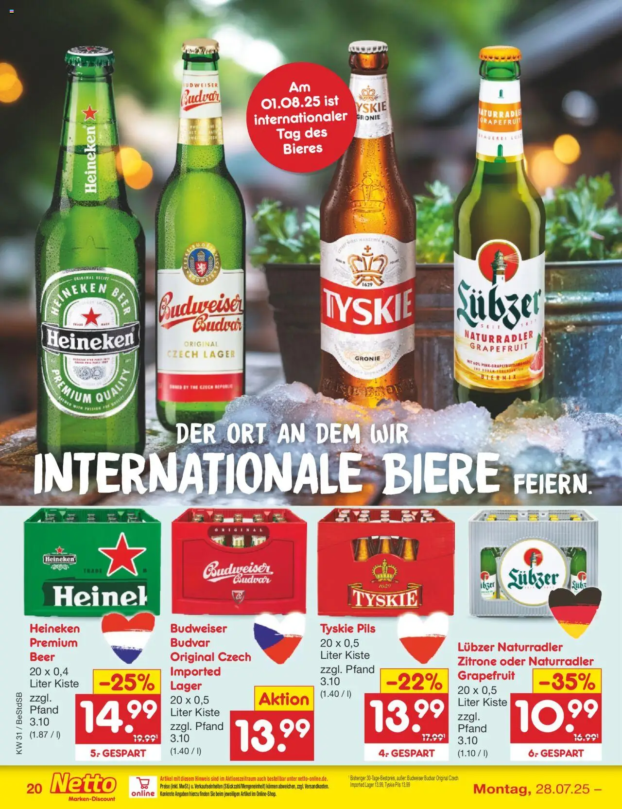 Netto Marken-Discount Prospekt 	 - gültig ab dem 28.07.2025 | Seite: 32 | Produkte: Heineken, Zitrone, Budweiser, Lubzer