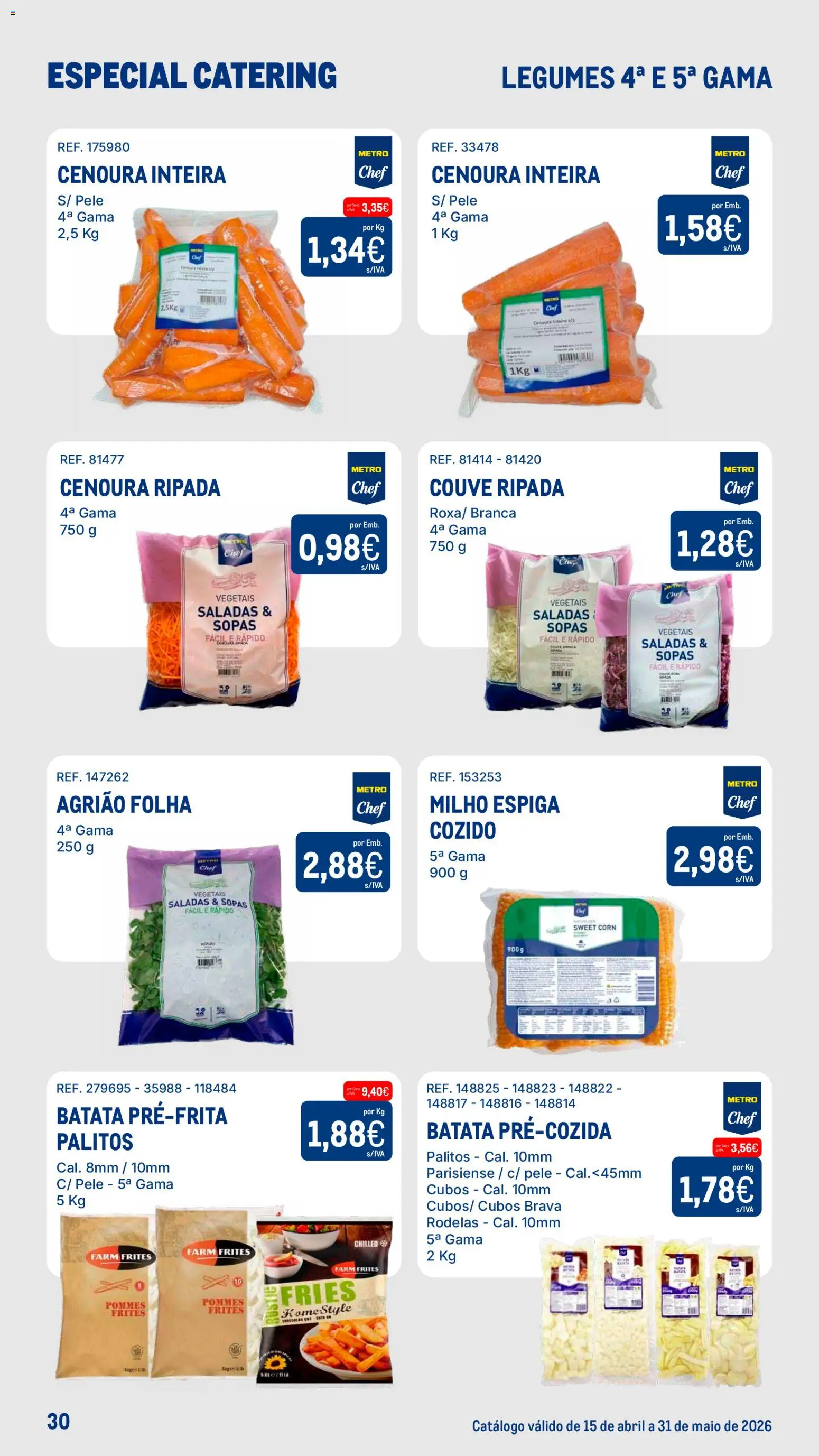 Makro Especial Catering │ válido de 15.04.2026 | Página: 30 | Produtos: Batata, Saladas, Agrião, Couve