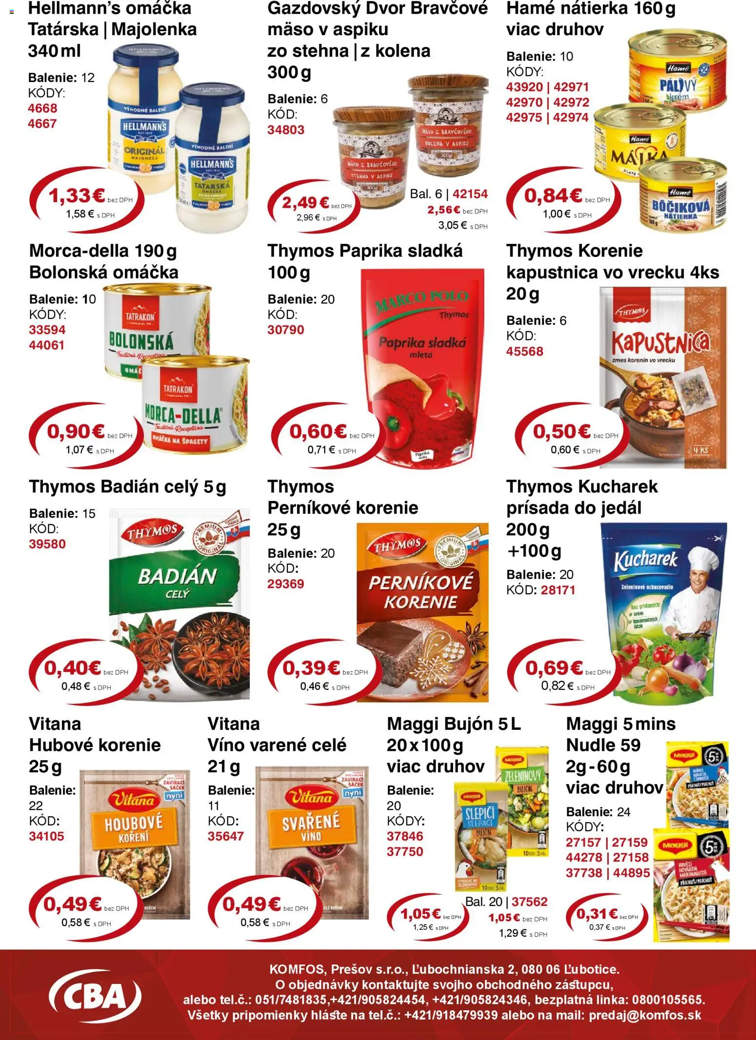 Nové CBA Komfos akcie – leták je platný od 08.12.2025 | Strana: 4 | Produkty: Paprika, Víno, Omáčka, Špagety
