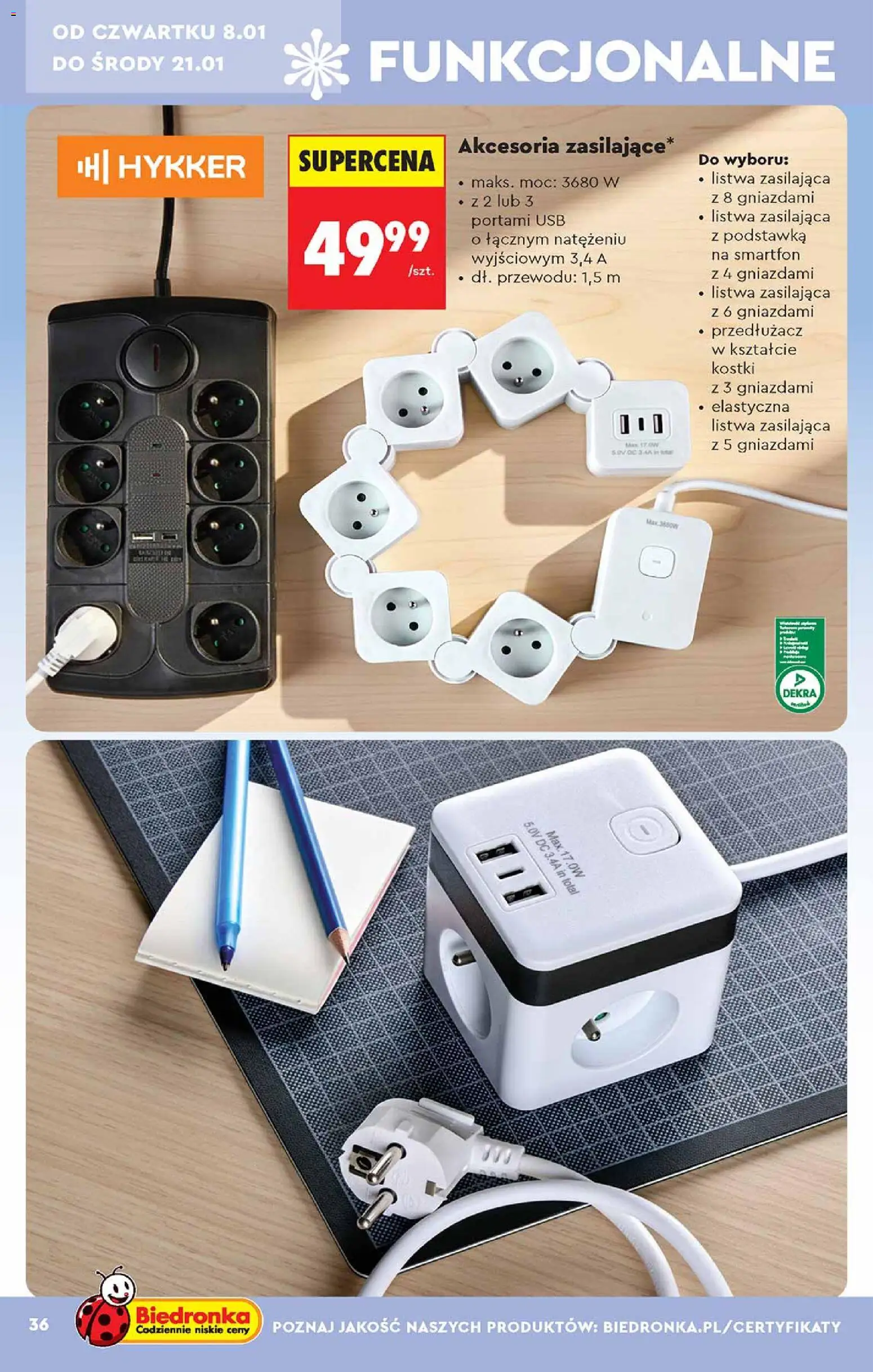 Biedronka gazetka - Hity i inspiracje od 05.01.2026 | Strona: 36 | Produkty: Smartfon, USB, Przedłużacz