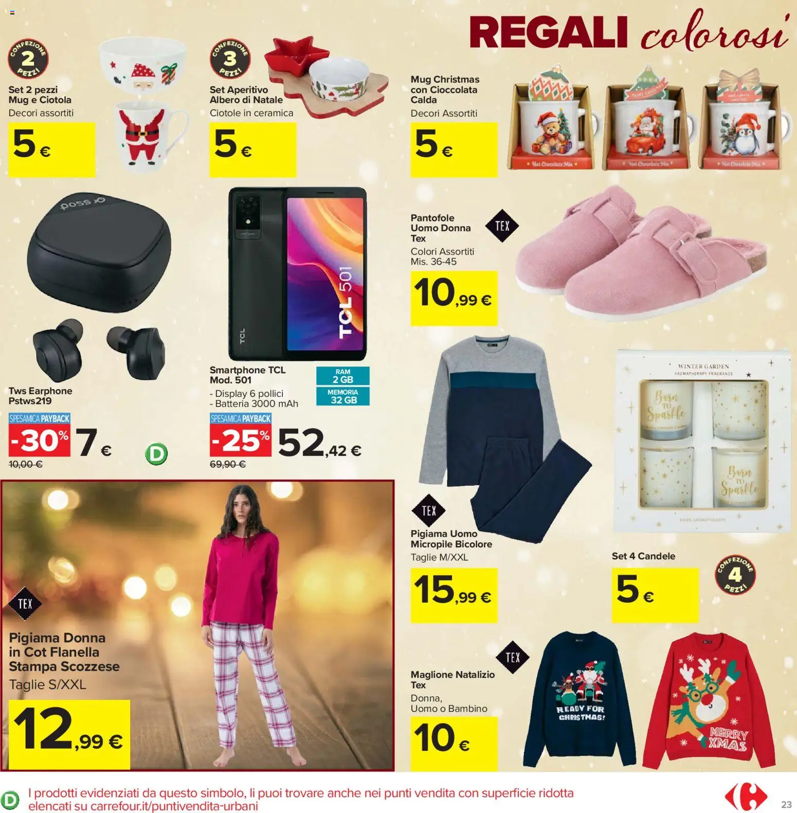 Volantino Carrefour del 02.12.2025 | Pagina: 23 | Prodotti: Albero di natale, Pigiama, Smartphone, Aperitivo