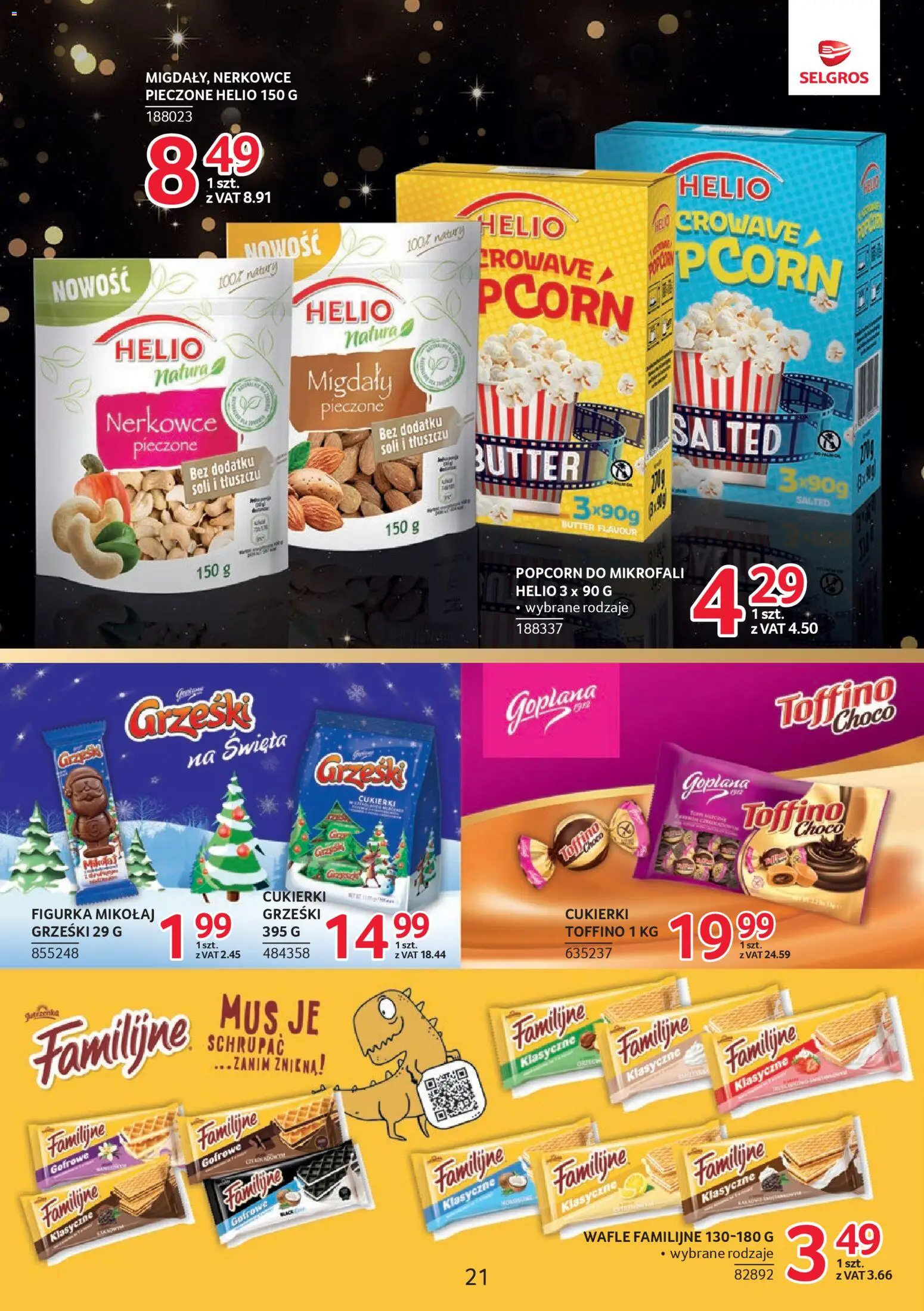 Selgros cash&carry Gazetka - Markowe produkty od 18.12.2025 | Strona: 21 | Produkty: Cukierki toffino, Wafle, Popcorn, Cukierki