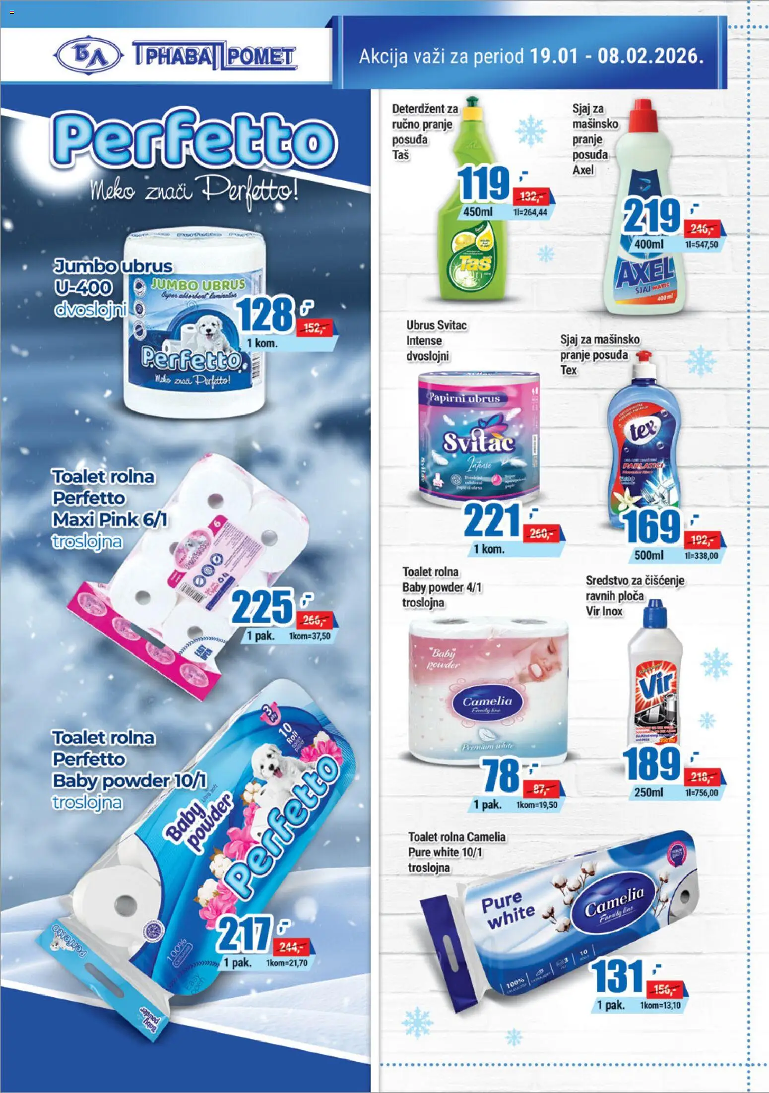 Trnava Promet katalog - važi od 19.01.2026 | Strana: 20 | Proizvode: Deterdžent, Ubrus, Laminator