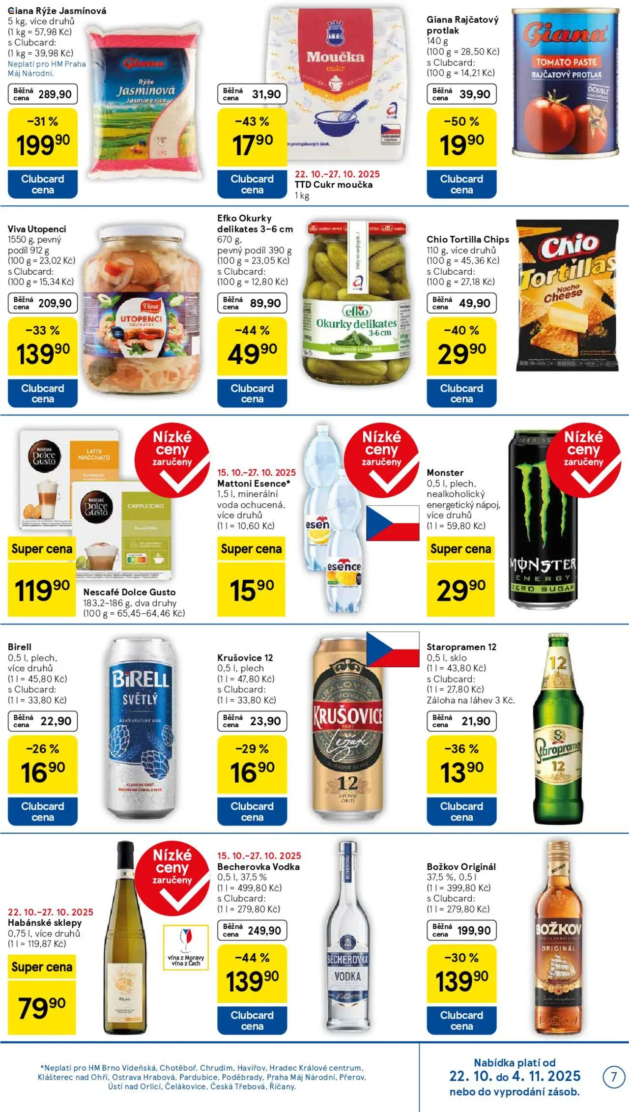 Tesco leták - Hypermarket od 22.10.2025 | Strana: 7 | Produkty: Vodka Božkov, Nescafé, Cukr, Láhev