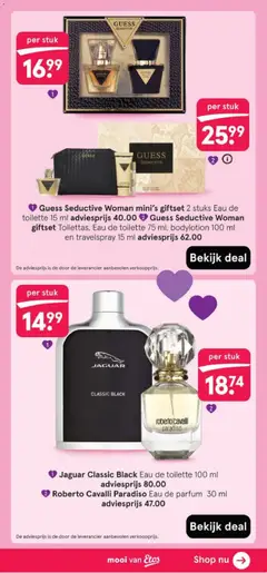 Guess Seductive Woman mini's giftset 2 stuks Eau de toilette 15 ml, Guess Seductive Woman mini's giftset with 2 Eau de toilette 15 ml bottles. - Voorbeeld van een folder van Etos, geldig van 09.02.2026 | Pagina: 33 | Producten: Ginkgo biloba, Parfum, Eau de toilette