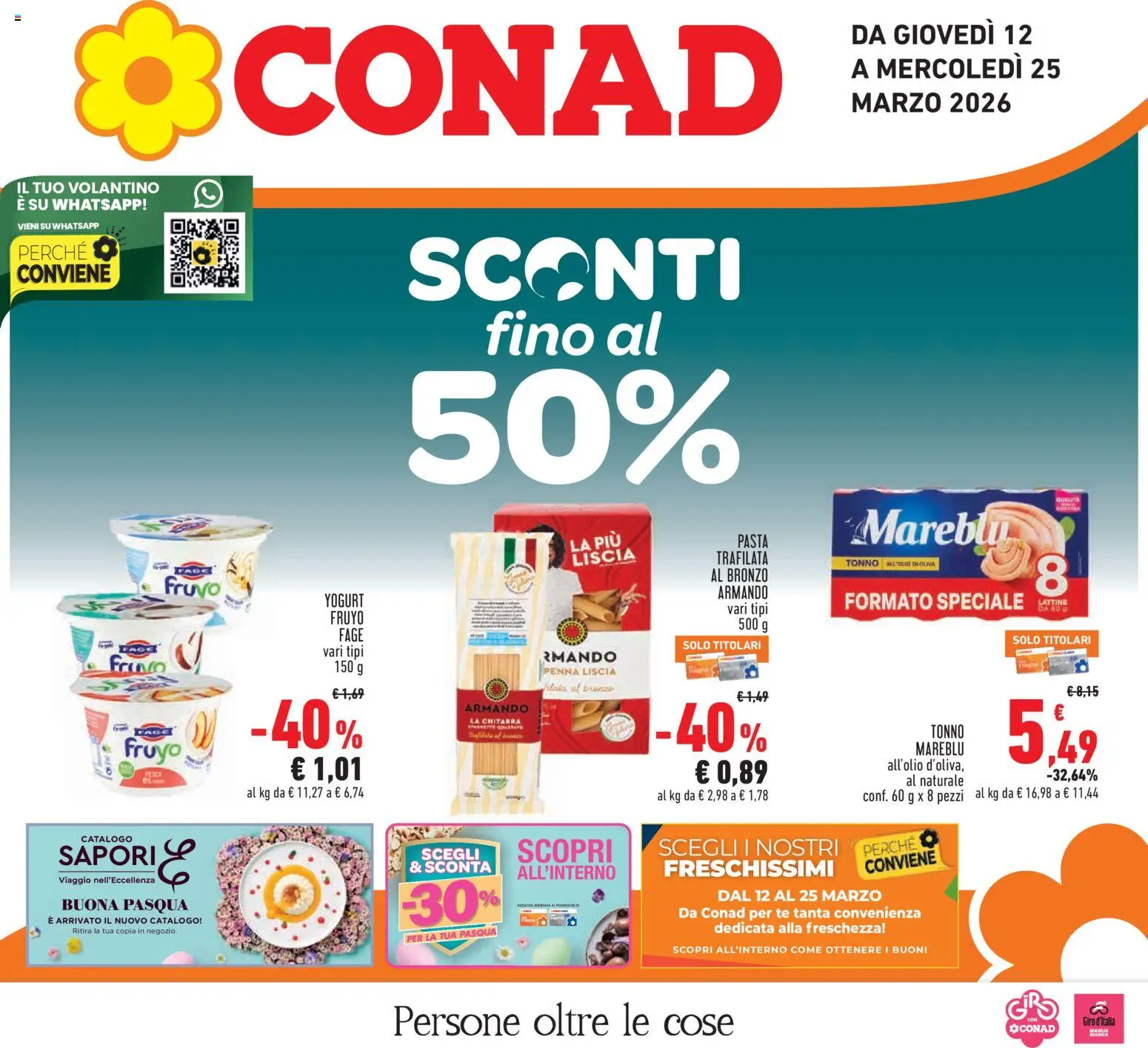 Volantino Conad del 12.03.2026 | Pagina: 1 | Prodotti: Yogurt, Tè, Pasta, Tonno
