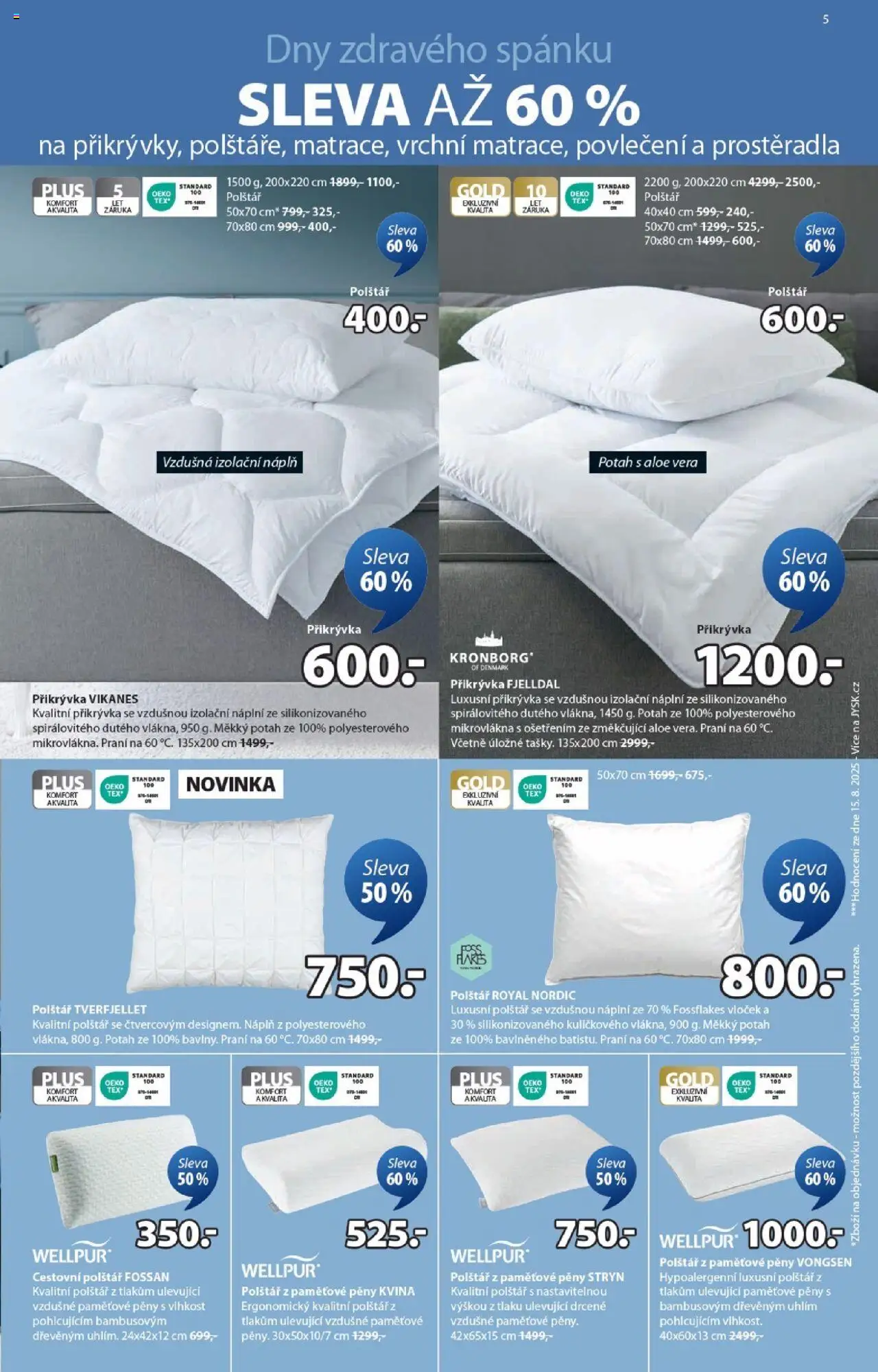 JYSK leták - Skvělá nabídka od 08.10.2025 | Strana: 5 | Produkty: Cestovní polštář, Aloe vera, Polštář, Přikrývka