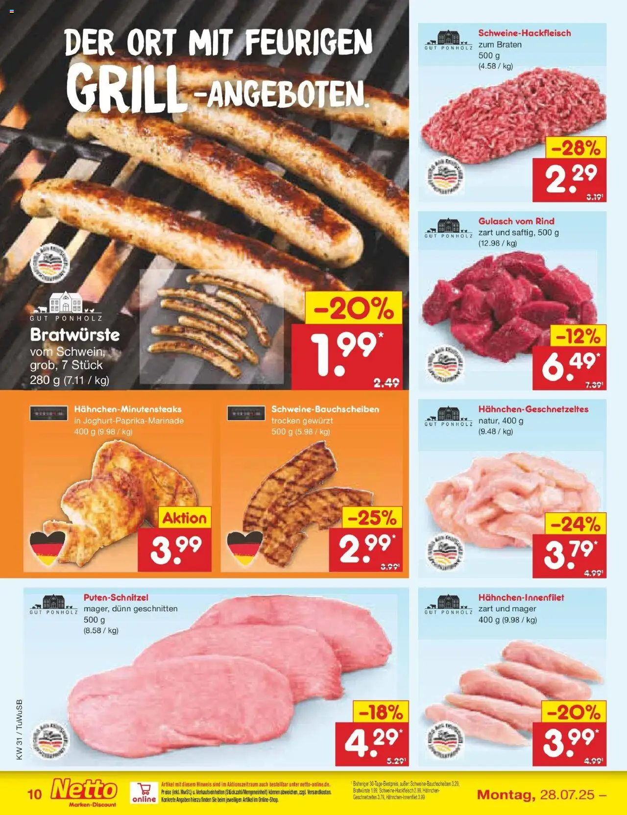 Netto Marken-Discount prospekt Calw-Stammheim	 - gültig ab dem 27.07.2025 | Seite: 14 | Produkte: Grill, Hahnchen, Gulasch, Putenschnitzel