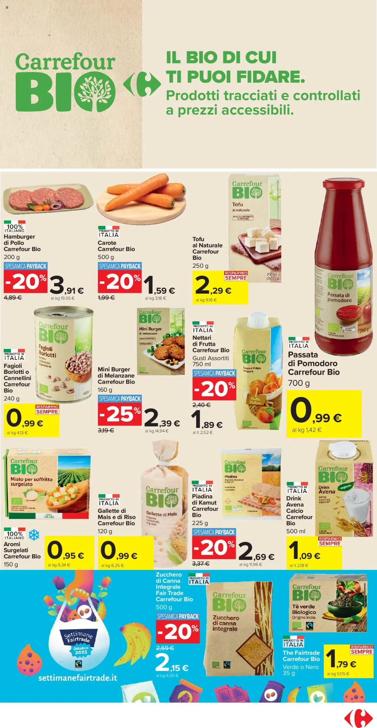 Volantino Carrefour del 10.10.2025 | Pagina: 9 | Prodotti: Riso, Fagioli, Gallette, Tofu