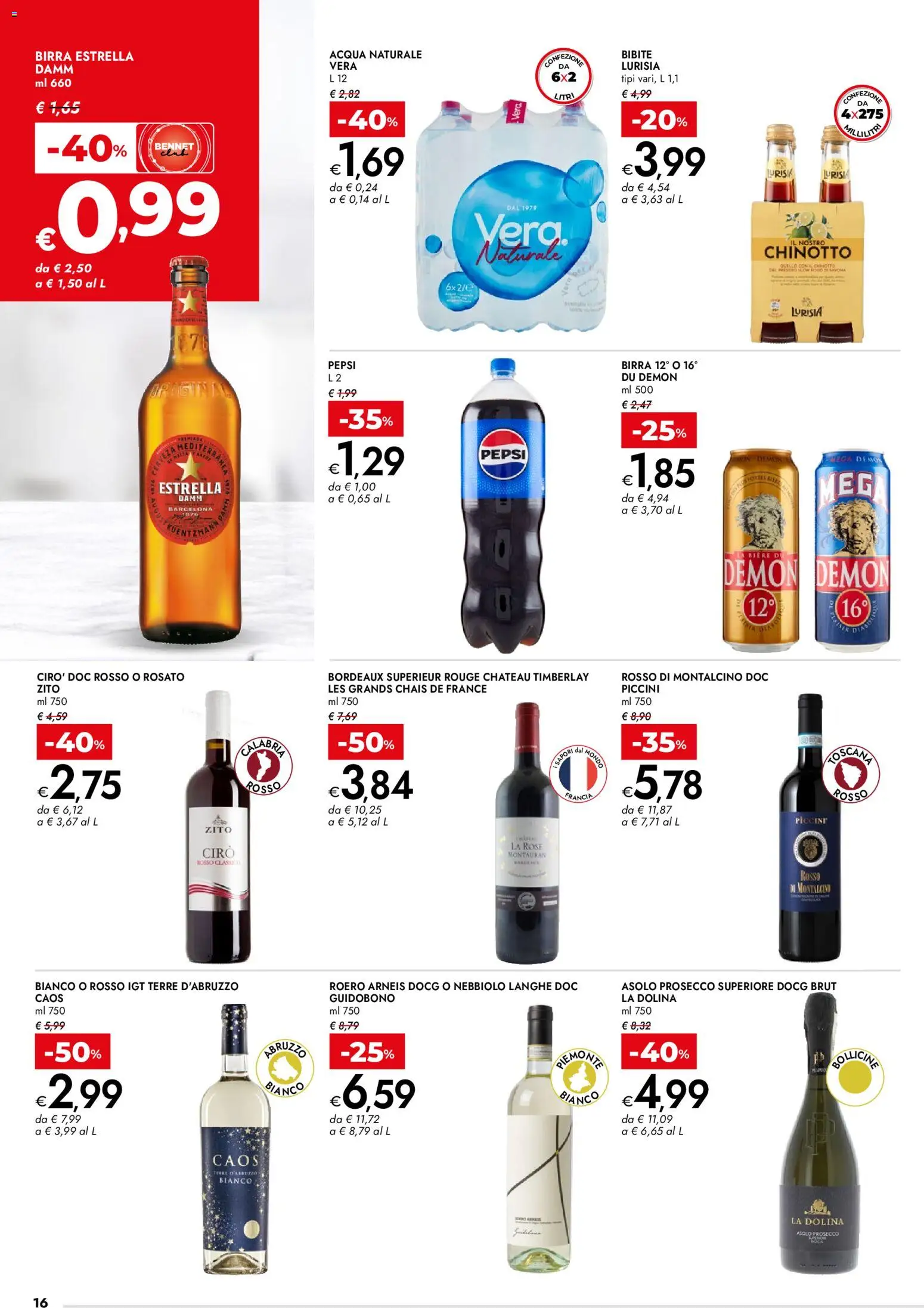 Volantino bennet del 08.01.2026 | Pagina: 16 | Prodotti: Acqua, Acqua naturale, Bibite, Pepsi
