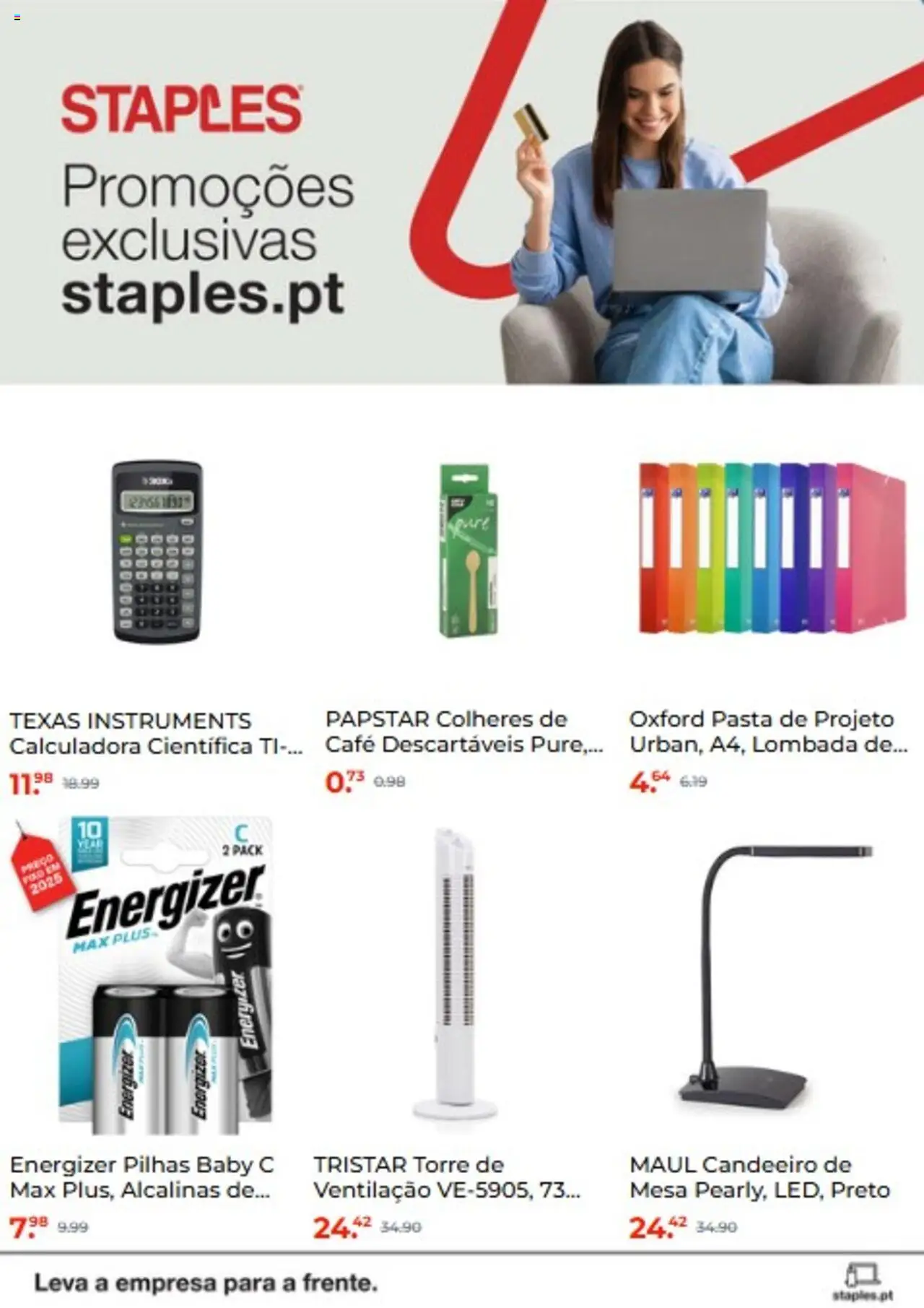 Staples folheto │ válido de 04.06.2025 | Página: 1 | Produtos: Calculadora, Mesa, Café, Colheres